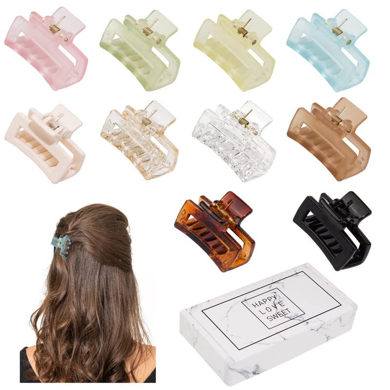 Staila 6Pcs Small Hair Claw Clips for Women & Girls - 1.5 Inch Mini Jaw Clips for Thin to Medium Thick Hair - Matte Non-Slip Grip (Multicolor Matte+Shiny Series) - Perfect for School, Work, Travel & Everyday Hairstyles