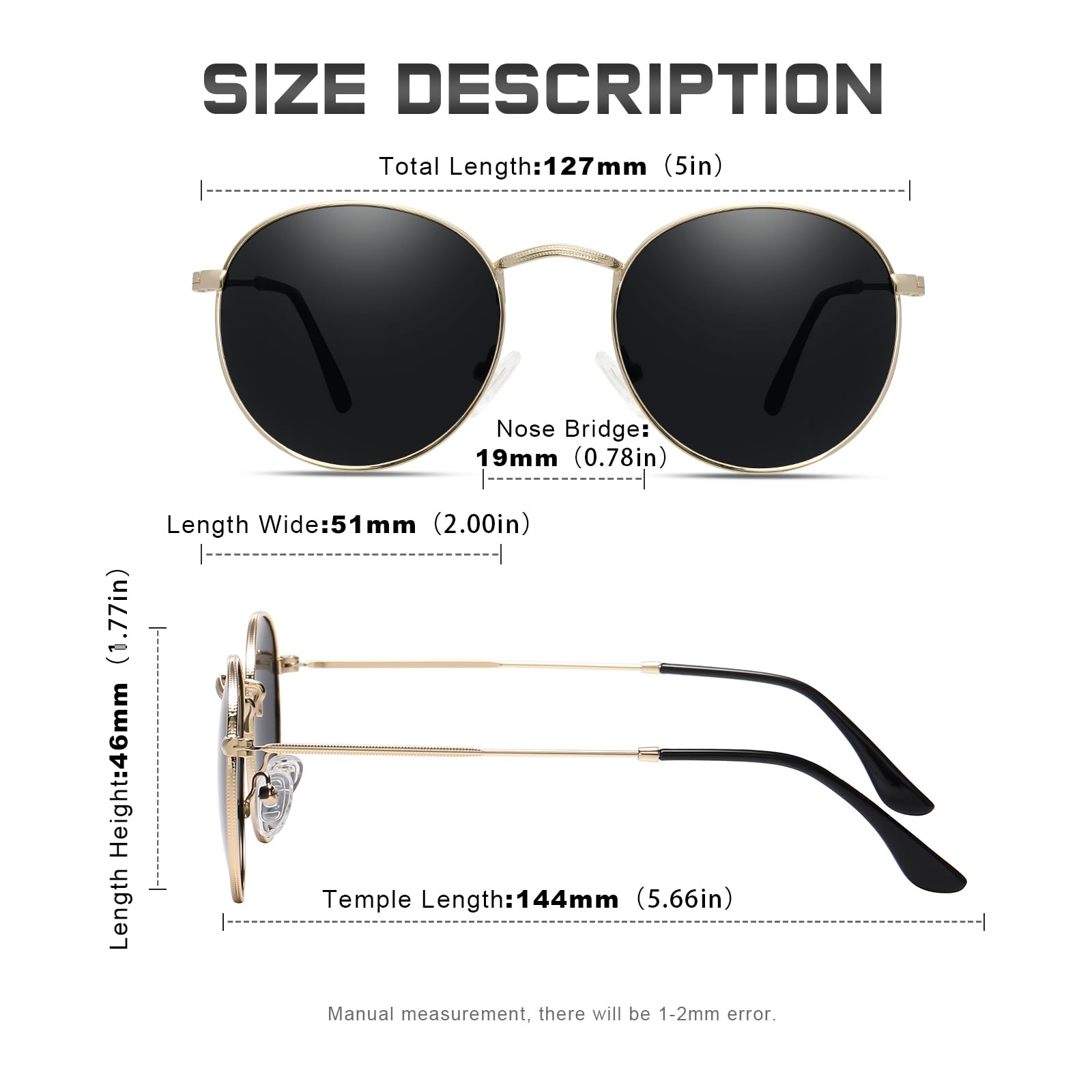 Trendy Round Polarized Sunglasses for Women & Men - UV Protection Small Circle Sun Glasses - Perfect for Driving, Beach & Outdoor Activities