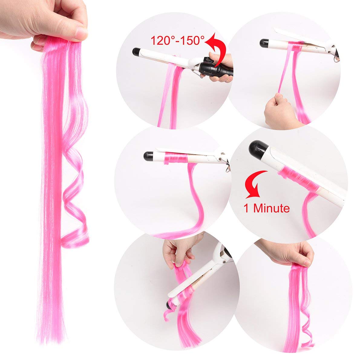 FOK 2 Pcs 21 Inch Baby Pink Synthetic Straight Hair Extensions for Women & Girls - Perfect for Cosplay, Parties, and Daily Styling