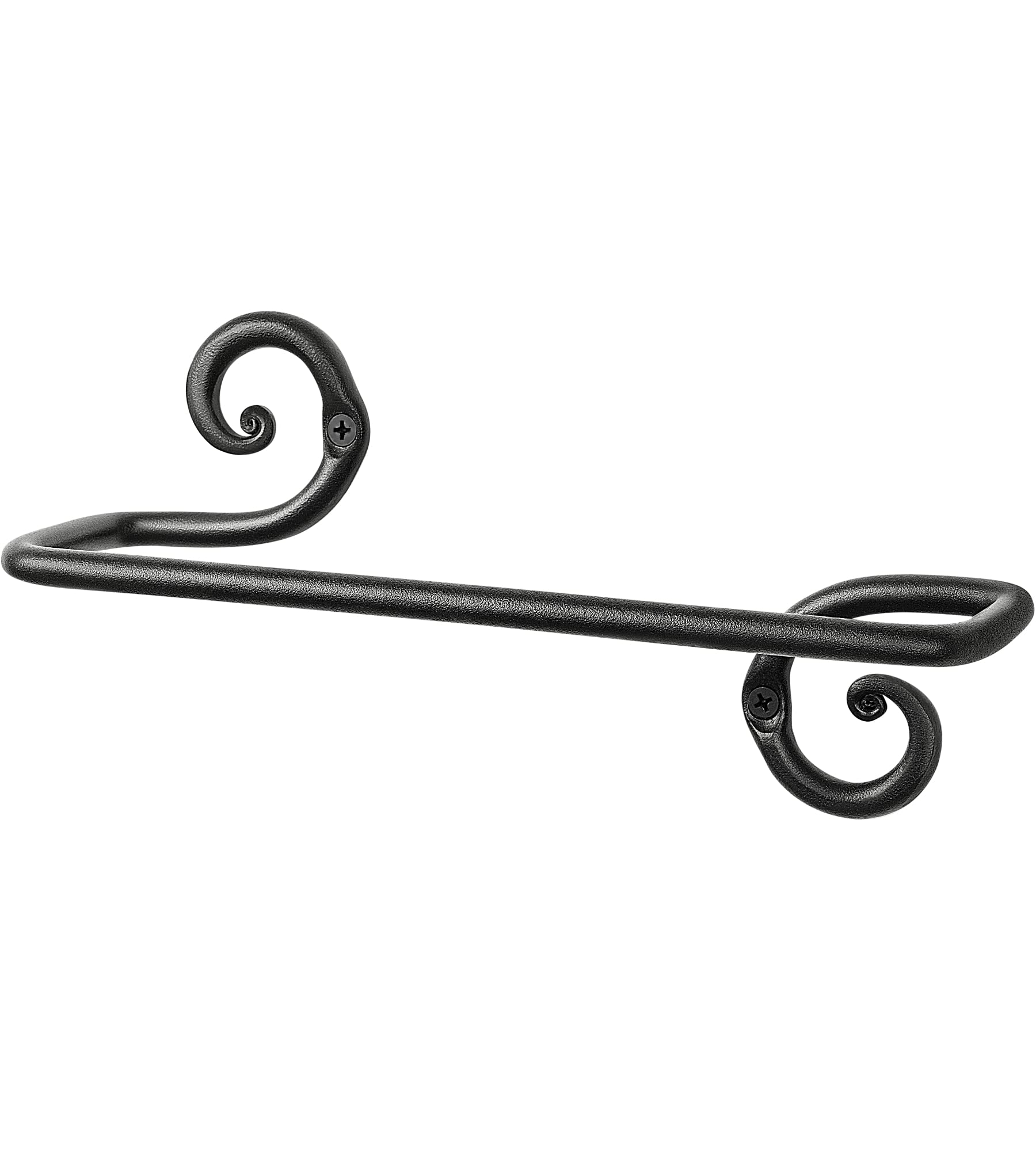 RTZEN Matte Black Hand Towel Holder - Farmhouse Wrought Iron Wall Mounted Towel Bar for Bathroom & Kitchen - 10