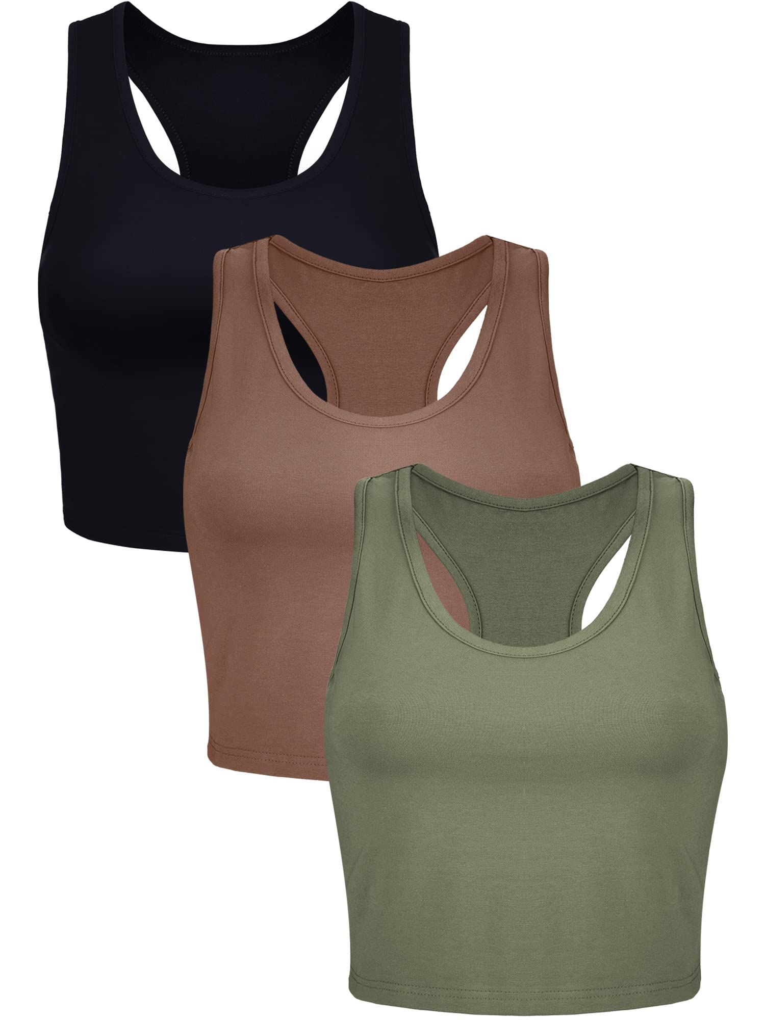 3 Pack Women's Workout Crop Tops - Sleeveless Racerback Gym Tank Tops for Women & Teen Girls | Yoga, Running, Fitness & Casual Wear