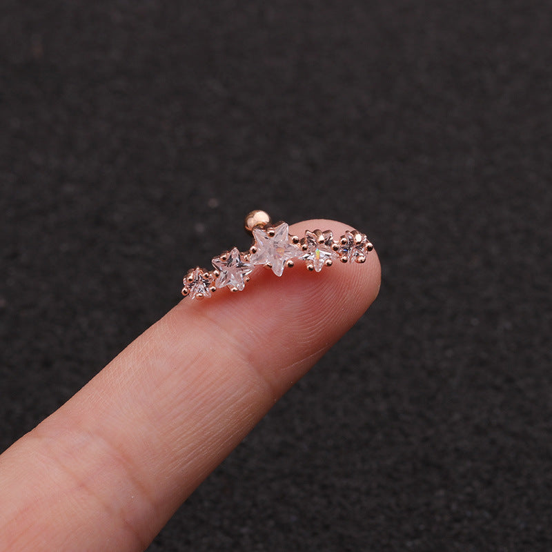 20G Rose Gold Star Conch Helix Stud Earrings for Cartilage Piercing | Hypoallergenic Body Jewelry for Women | Perfect for Everyday Wear & Special Occasions