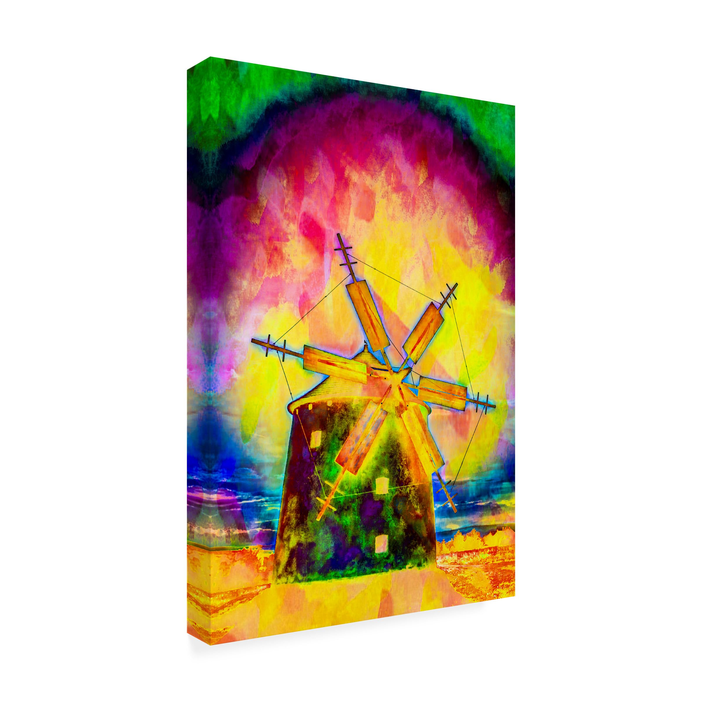 Anita Vincze 'Windmill 02' Canvas Art Print - Handmade Landscape Painting for Home & Office Wall Decor | Perfect for Living Room, Bedroom or Office Space