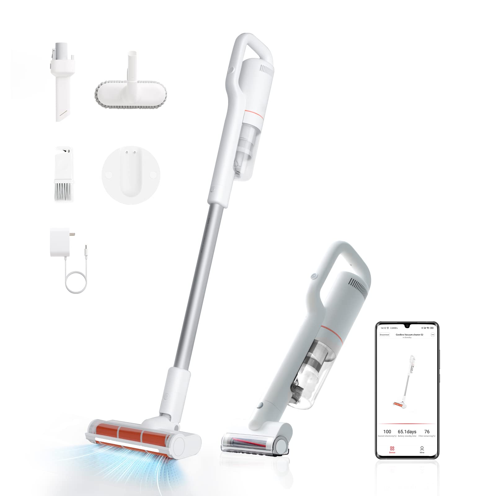 ROIDMI S2 435W Cordless Vacuum Cleaner - 23500Pa Powerful Suction Stick Vacuum for Hardwood Floors & Carpets | 60 Min Runtime, Lightweight Design | Perfect for Home Cleaning, Pet Hair Removal & Car Detailing