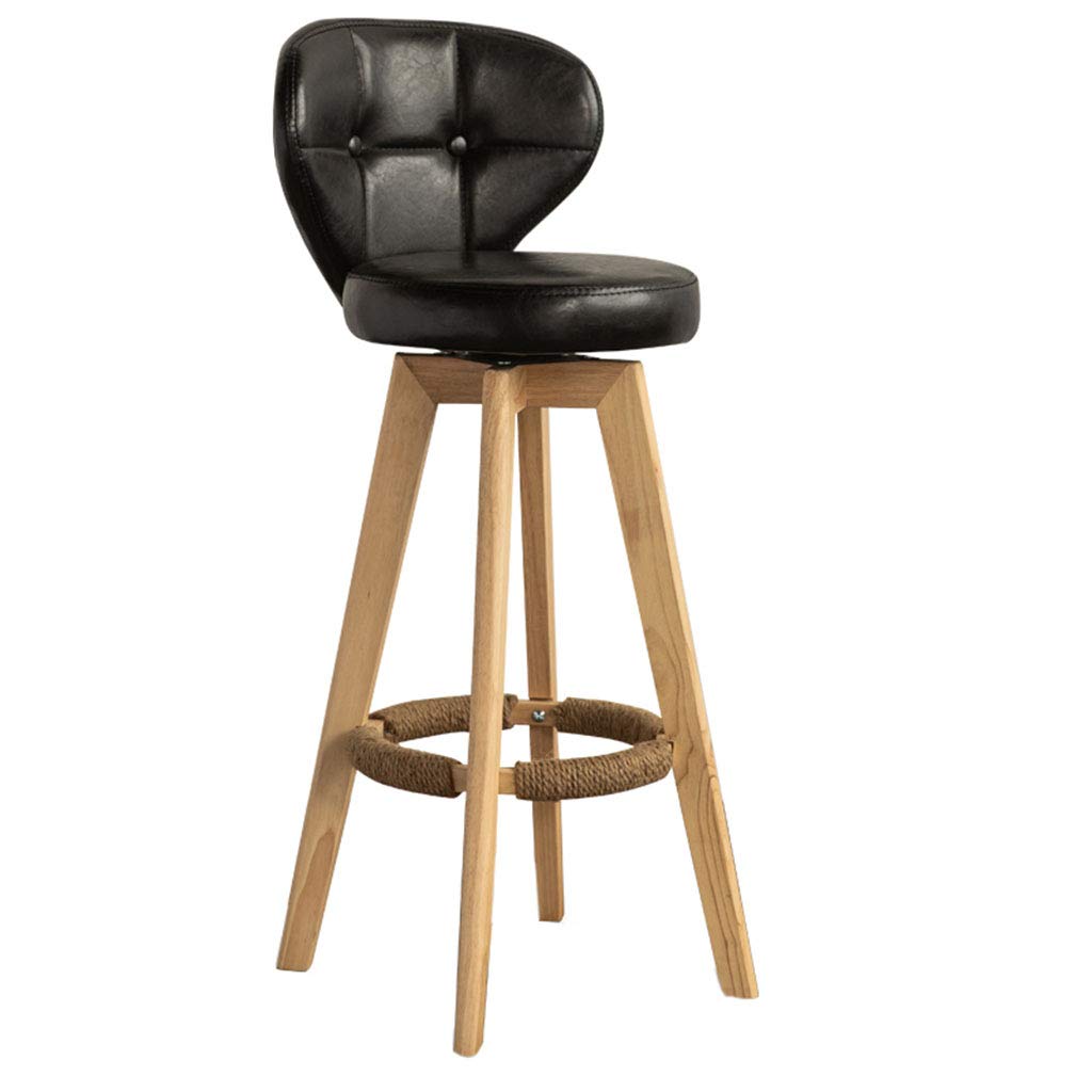 Mesurn Home Backrest High Chair - Solid Wood Rotating Bar Stool with High Rebound Comfortable Cushion for Kitchen, Dining Room & Home Office Use