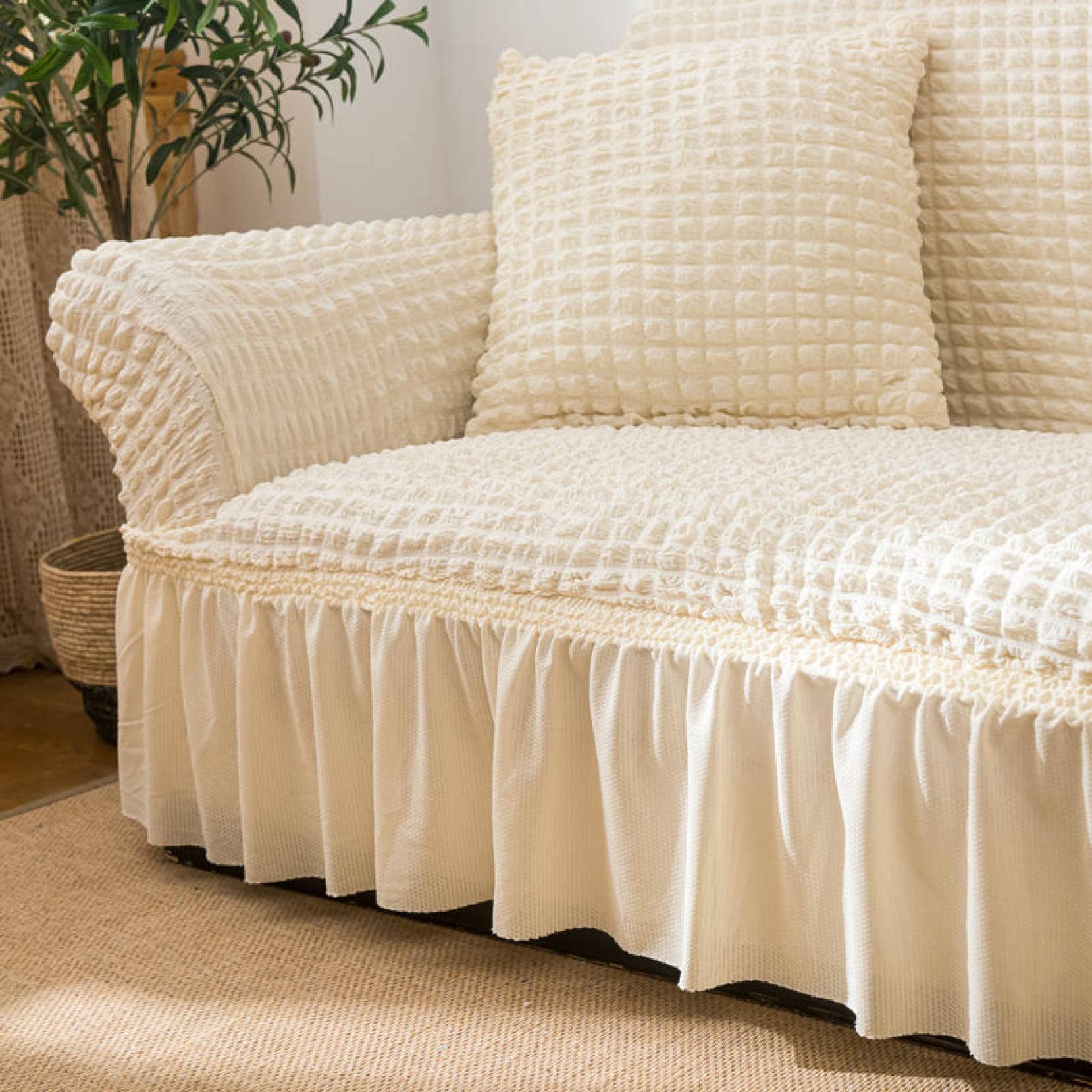 U-Shaped Sofa Couch Cover - Stain Resistant Polyester Slipcover | Easy to Install Furniture Protector for Living Room | Seat Cushion Covers for Home Decor & Pet Protection
