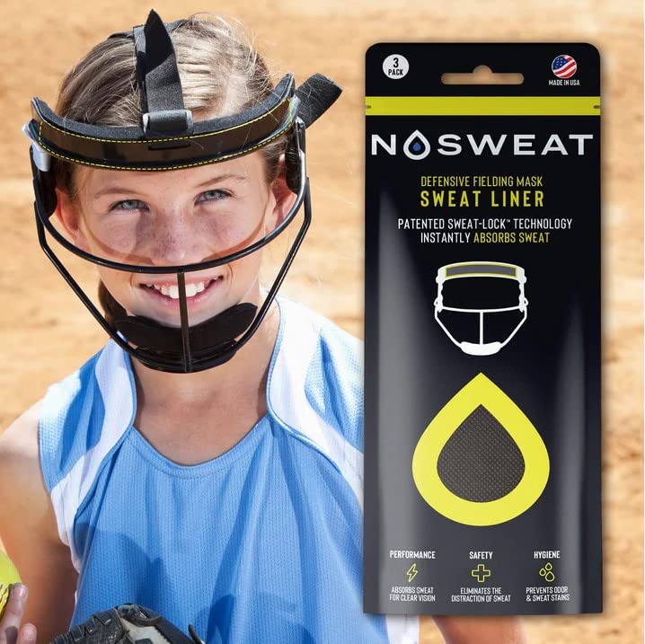 NoSweat Patented Softball Fielding Mask with Sweat Liner - Protective Face Guard for Baseball & Fastpitch - Perfect for Training, Games & Hot Weather Play