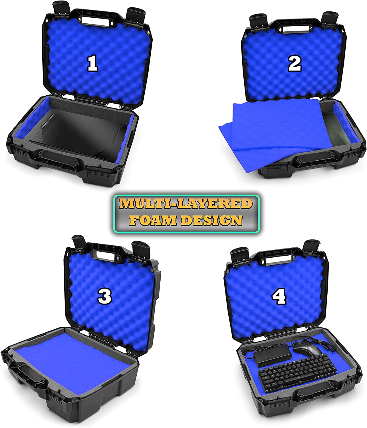 CASEMATIX 15.6 Inch Shockproof Laptop Case with Protective Foam Padding - Durable Hard Shell Travel Bag for 15