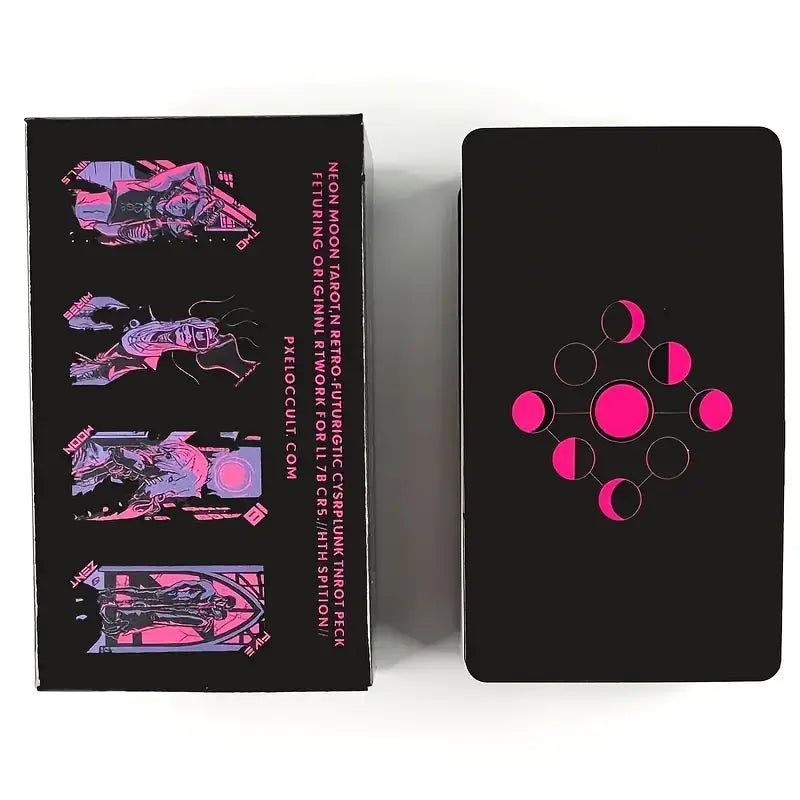 Neon Moon Tarot Deck - 78-Card Mystical Divination Set with Guidebook for Beginners & Professionals | Perfect for Spiritual Guidance, Meditation & Psychic Readings