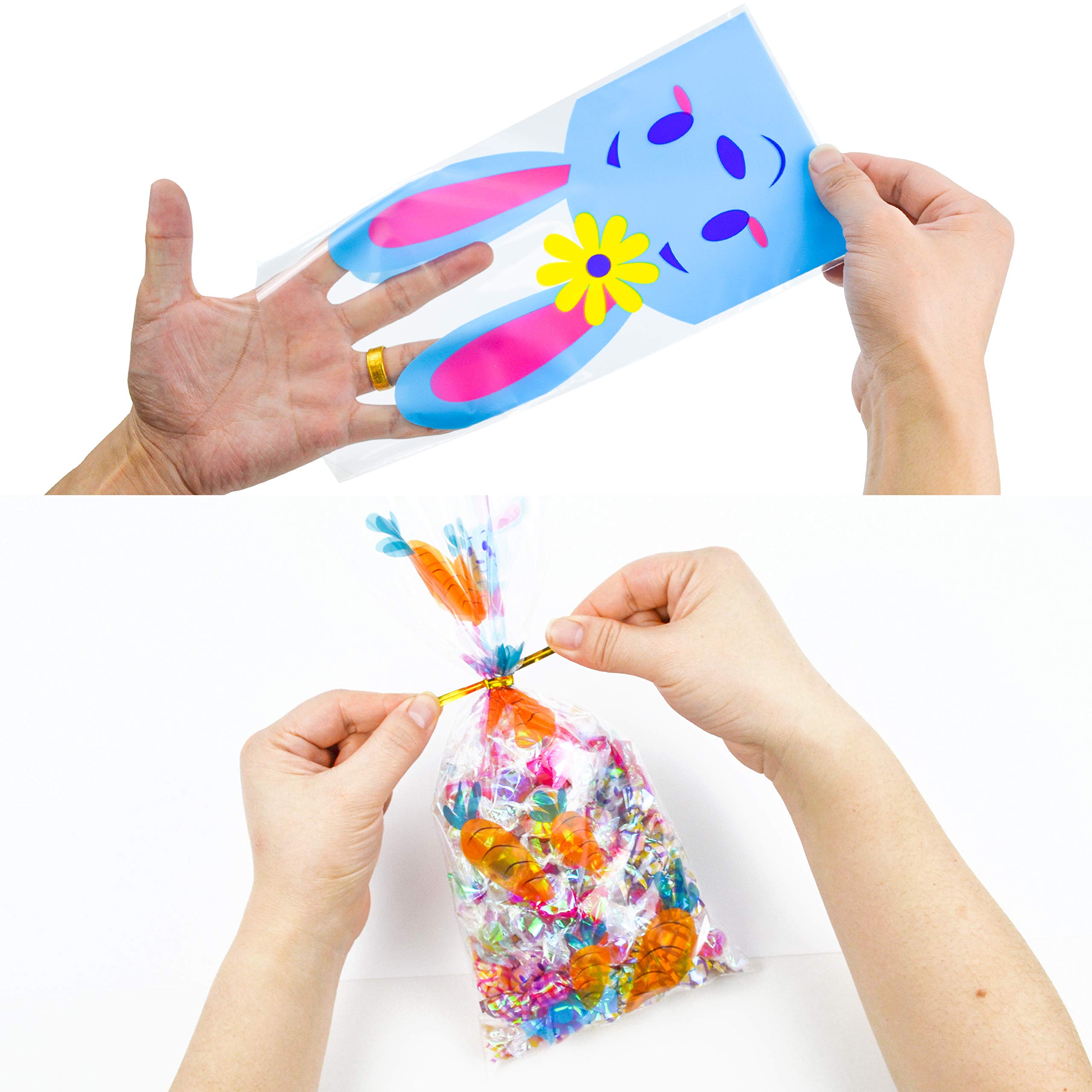 JOYIN 150 Pcs Easter Cellophane Bags with Twisted Ties - Pastel Colored Candy Treat Goodie Bags for Easter Egg Hunt, Kids Party Favors & Basket Stuffers - Perfect for Classroom Treats, Birthday Parties & Holiday Gift Wrapping