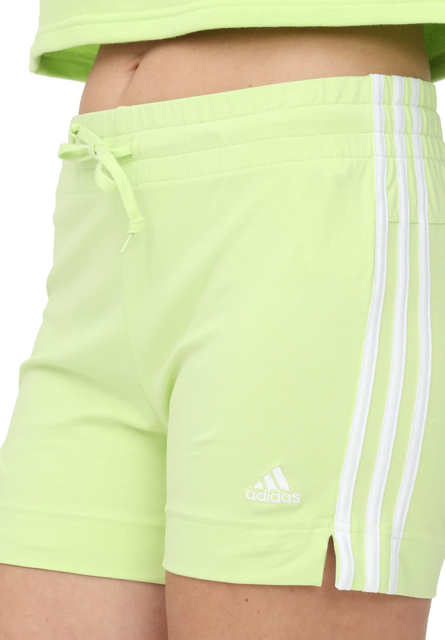 adidas Women's Essentials Slim 3-Stripes Athletic Shorts - Lightweight Workout Running Yoga Gym Activewear for Women