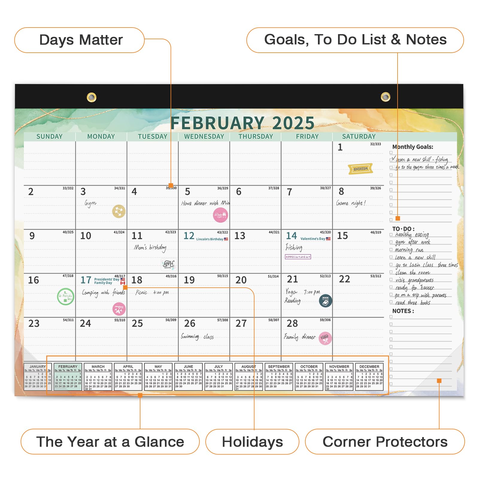 Ospelelf 2025-2026 Magnetic Wall Calendar Planner - 18 Month Large Desktop Organizer (Jan 2025-Jun 2026) with Plastic Cover & To-Do Pad - 17x12 Inch Multicolor for Office, Home, School & Gift Giving