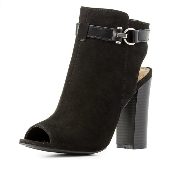 Peggy Peep Toe Belted Ankle Booties - Stylish Black Boots for Women | Perfect for Office, Party & Night Out
