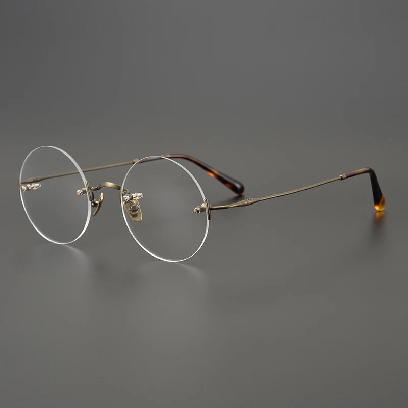 Aimee Unisex Rimless Round Titanium Eyeglasses 13321 - Lightweight & Durable Titanium Frame for Men & Women - Perfect for Reading, Work & Everyday Use