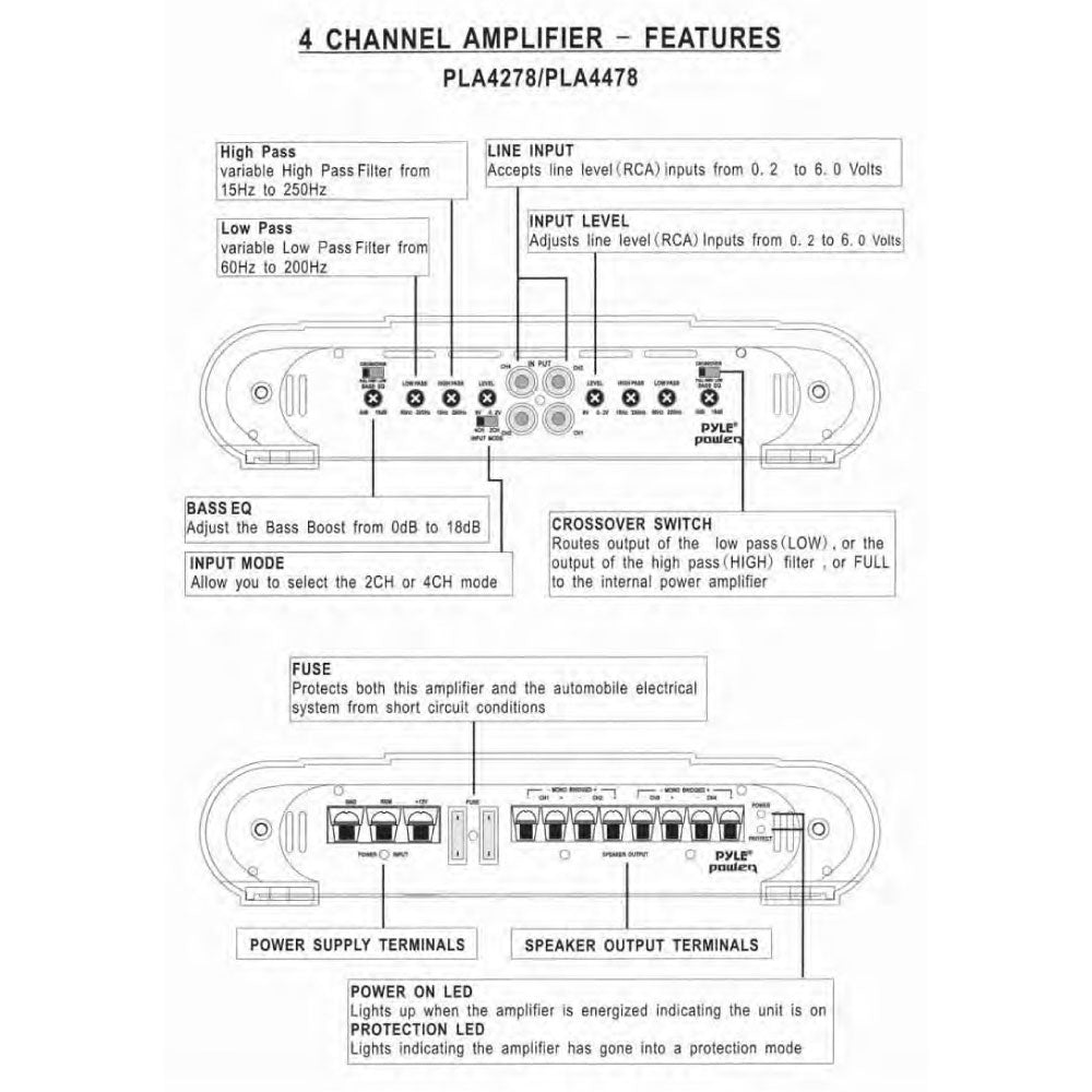 4 Channel Bridgeable Car Amplifier 4000W High Power - Perfect for Car Audio Systems, Bass Boost & Subwoofers