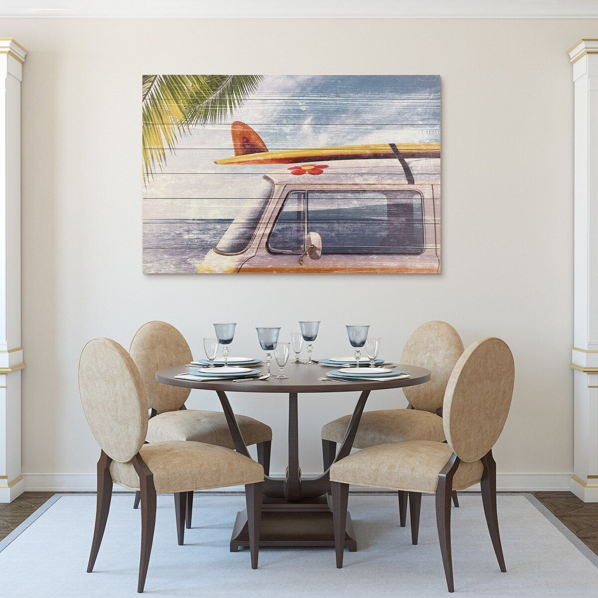 Beach Bound Digital Print Solid Wood Wall Art - Coastal Decor for Living Room, Bedroom & Office