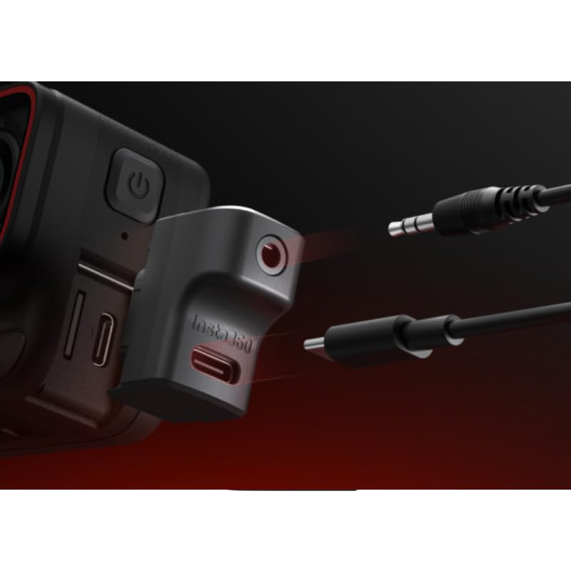 Insta360 Ace Pro/Ace Audio Adapter - 3.5mm Jack & USB-C Charging Port Microphone Extension Accessory for Vlogging, Live Streaming & Content Creation