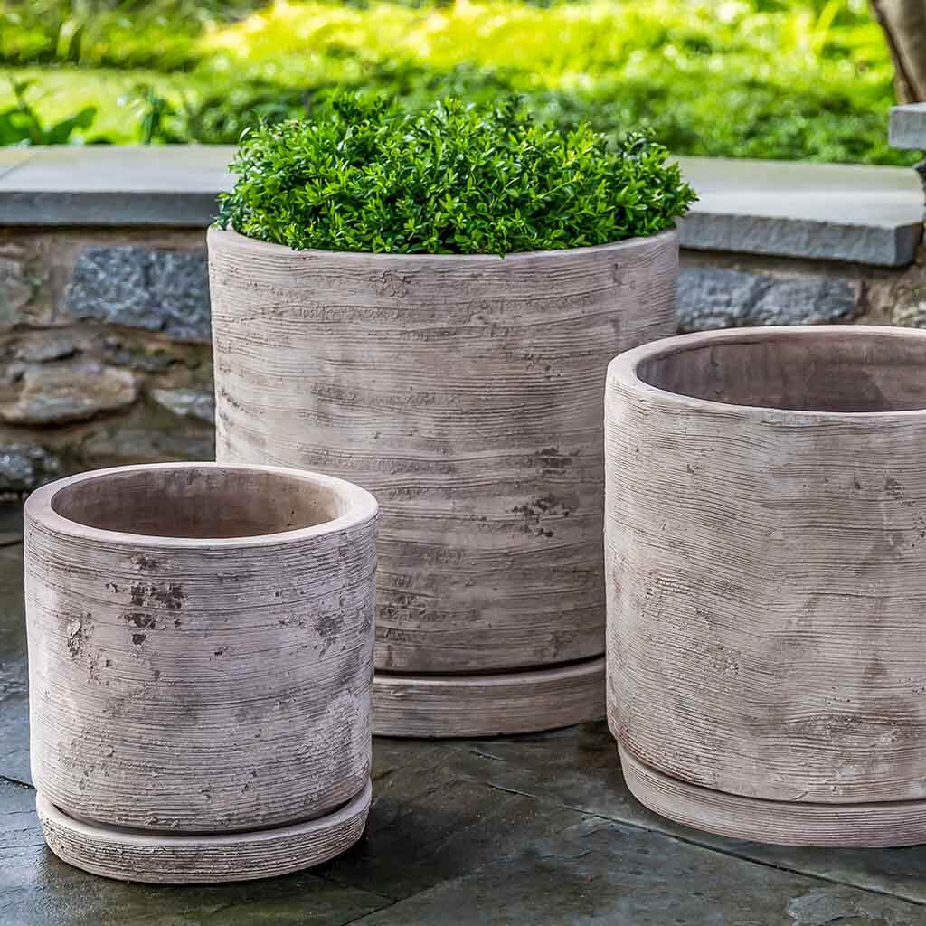 Campania International Sgraffito Planter Set of 3 - Antico Terra Cotta Flower Pots for Indoor & Outdoor Garden Decor