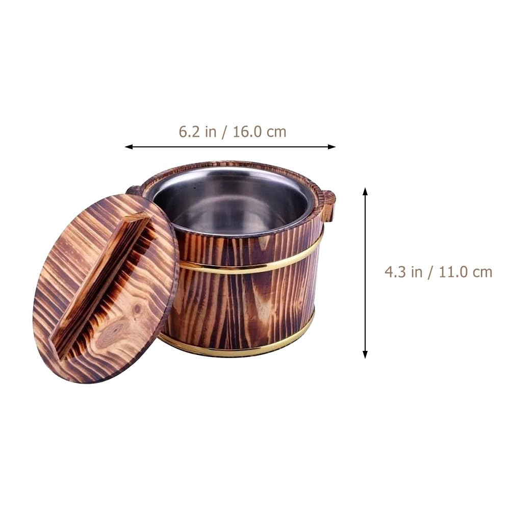 Bestoyard 1-Piece Wooden Sushi Rice Tub - Multi-Purpose Cask Bowl for Sushi Making, Bibimbap, Tofu & Soup | Stainless Steel Lined Household Kitchen Accessory | Perfect for Japanese/Korean Cooking & Food Presentation