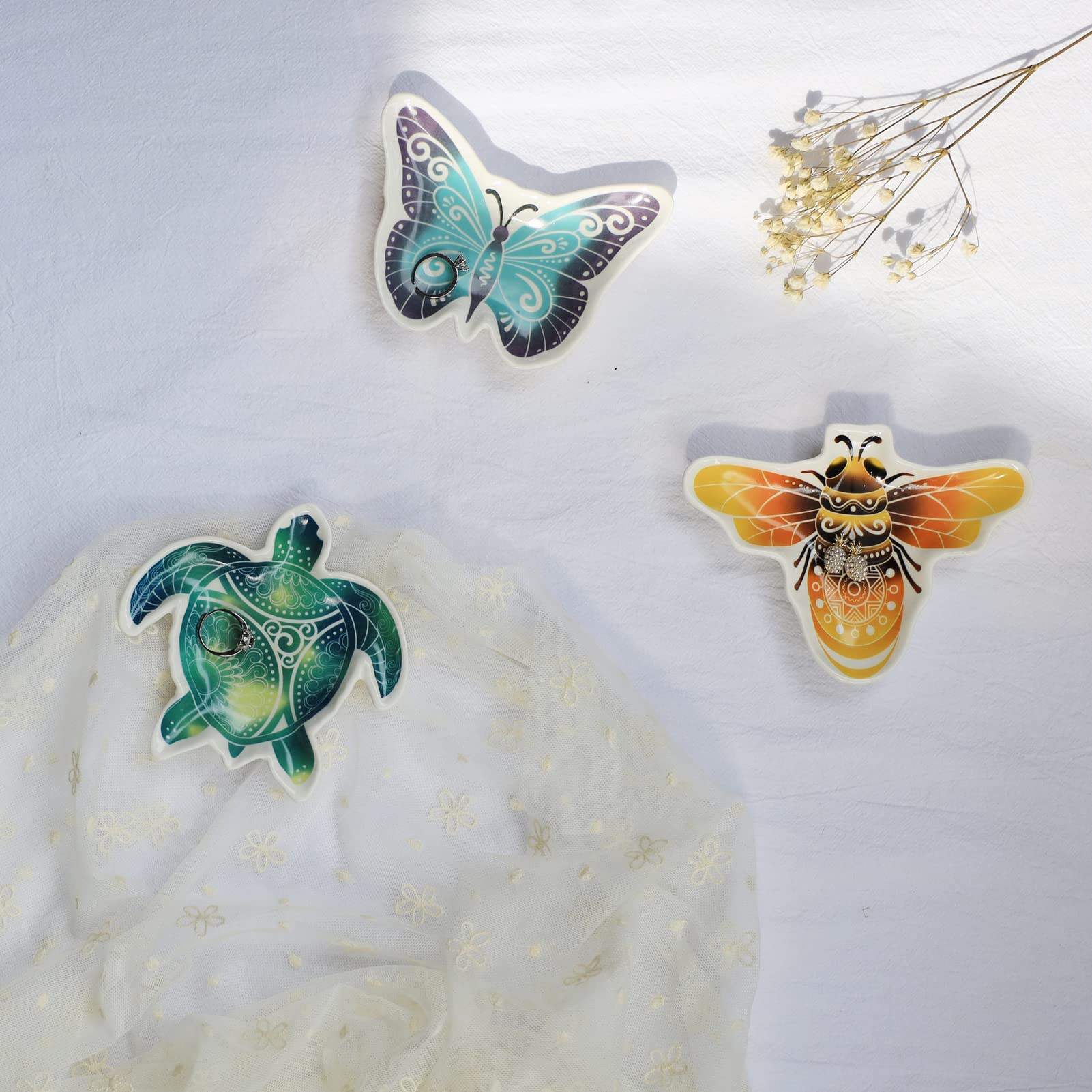 Butterfly Jewelry Dish - Ceramic Trinket Tray for Women | Home Decor Gift for Butterfly Lovers