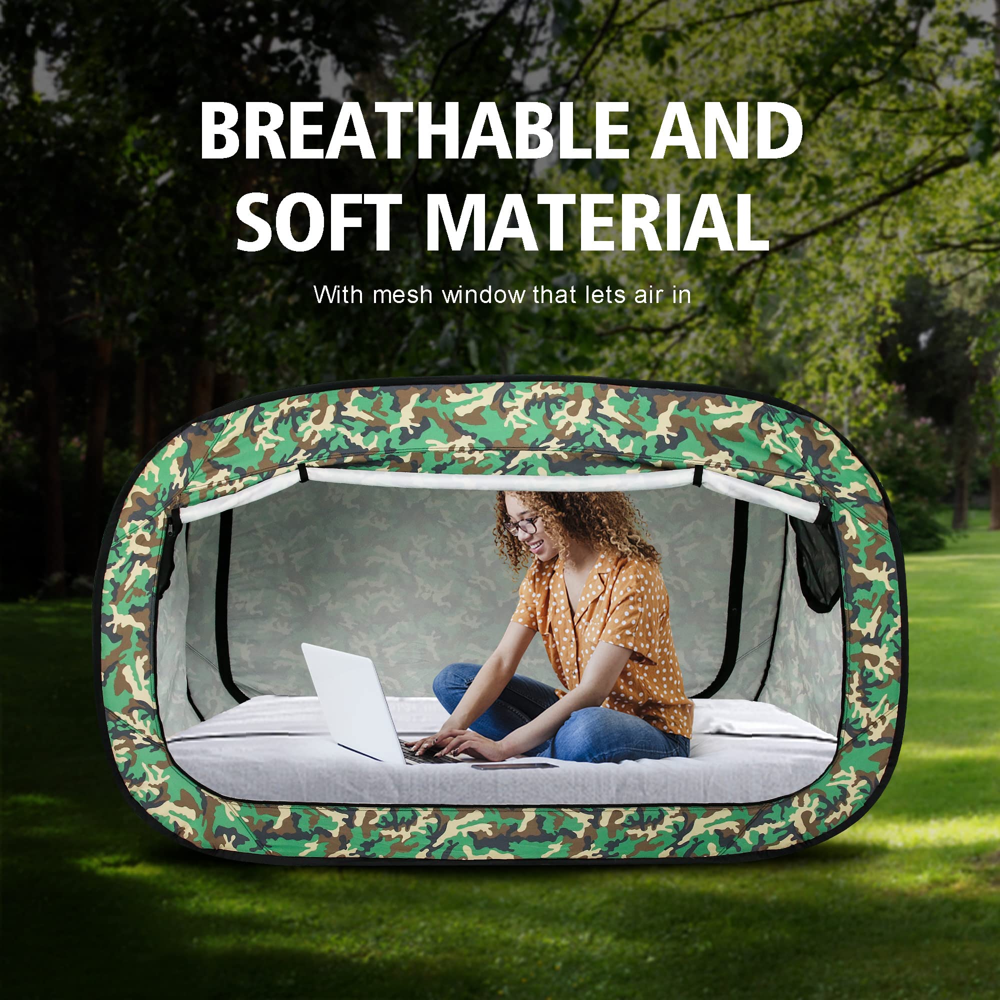 Portable Bed Tent Canopy for Kids & Adults - Breathable Indoor Sleeping Tent with 2 Doors, Private Space for Bedroom, Camping & Nap Time