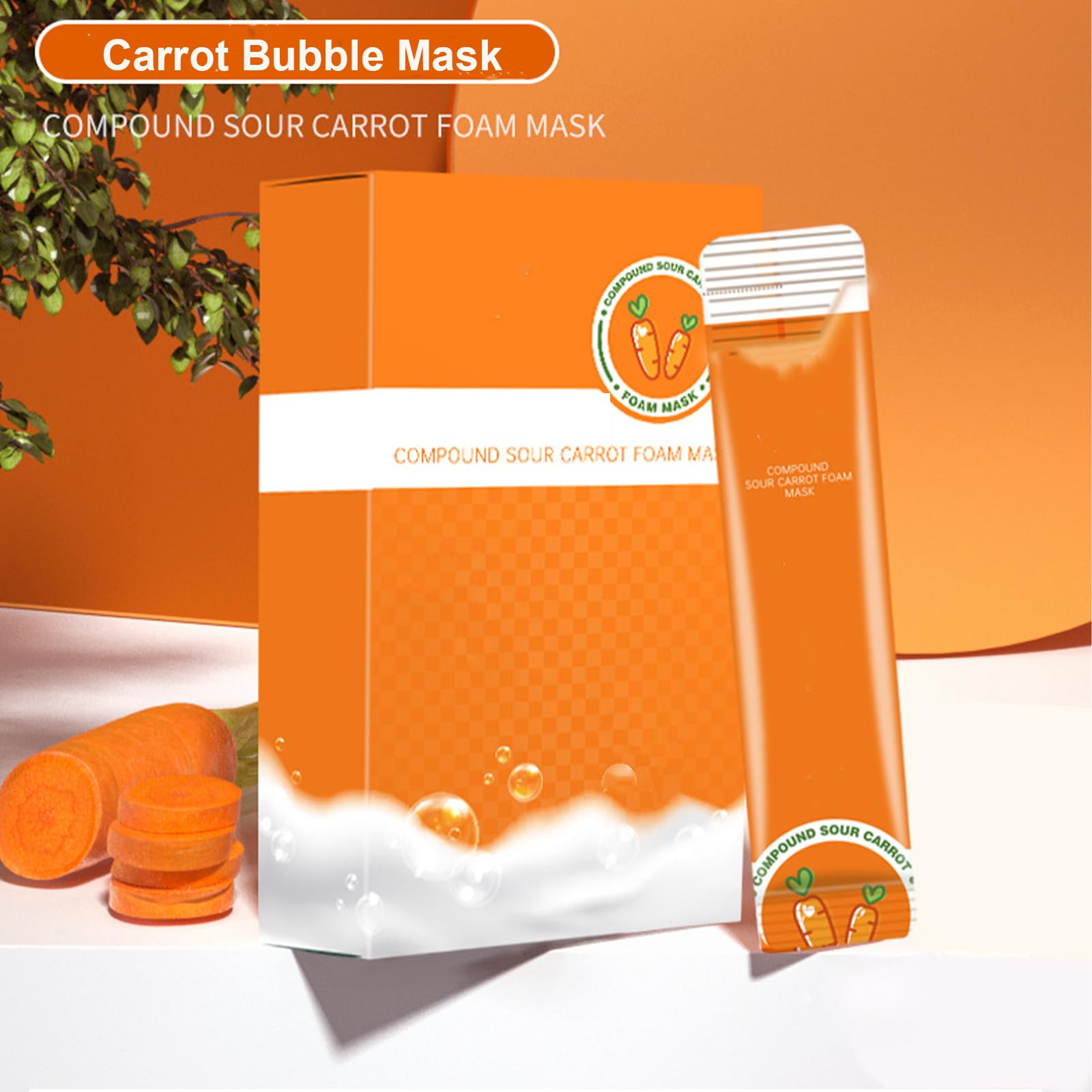 Carrot Compound Acid Foam Mask & Bubble Facial Mask with Carrot Extract (2-Pack) - Deep Cleansing, Brightening & Exfoliating for Glowing Skin | Perfect for Daily Skincare Routine & Spa Treatment