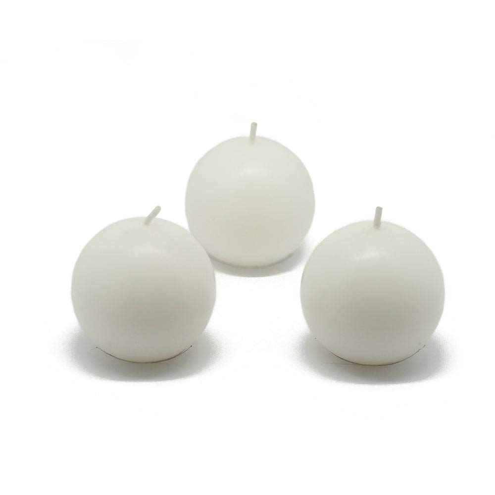 Jeco 2 Inch Ivory Ball Candles - Bulk Pack of 96 Premium Wax Candles for Weddings, Parties, and Home Decor