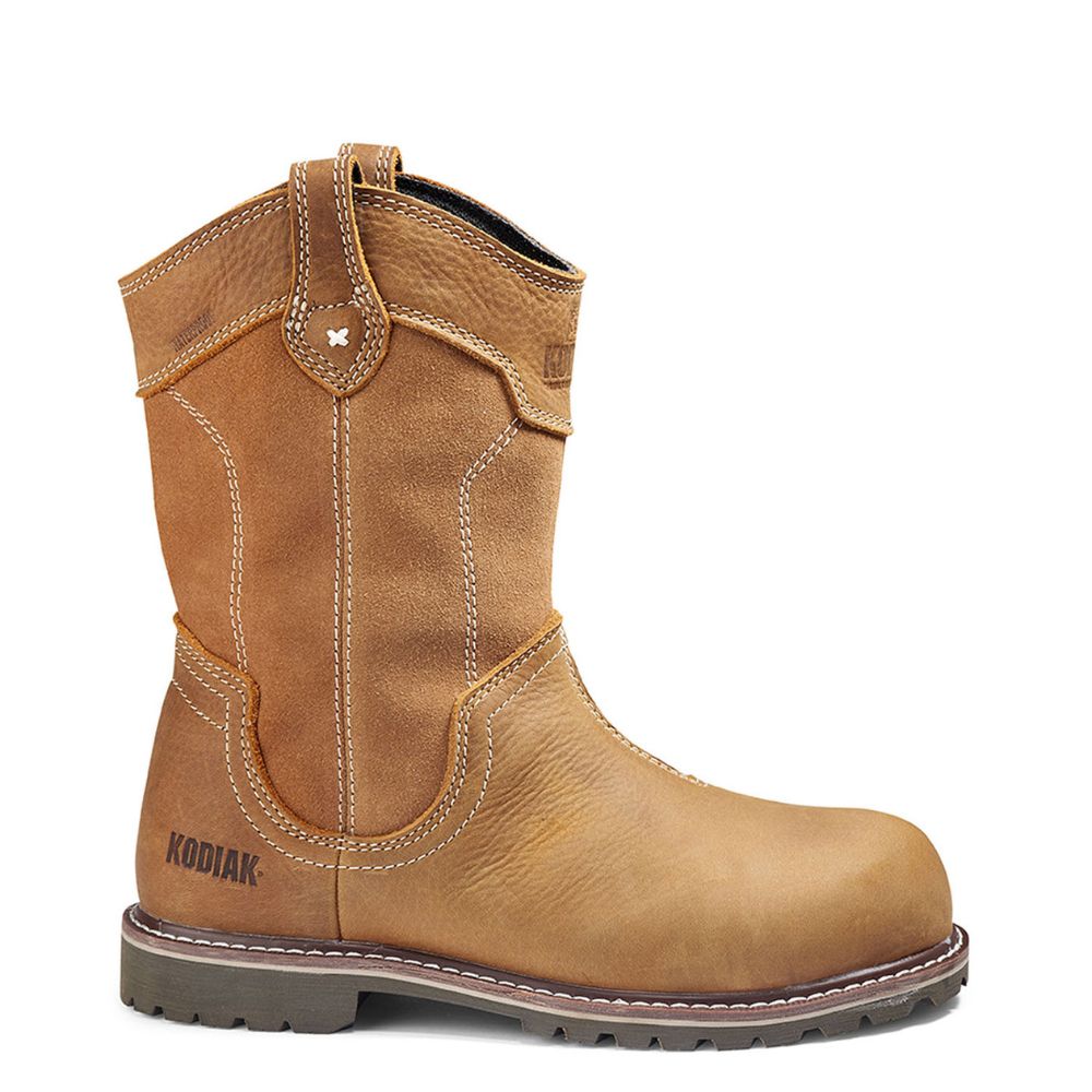 Kodiak Bralorne Women's Pull-On Wellington Composite Toe Leather Work Boots - Waterproof, Slip Resistant, Steel Toe Safety Shoes for Construction, Farming & Outdoor Work (KD0A8354FWE, Wheat)