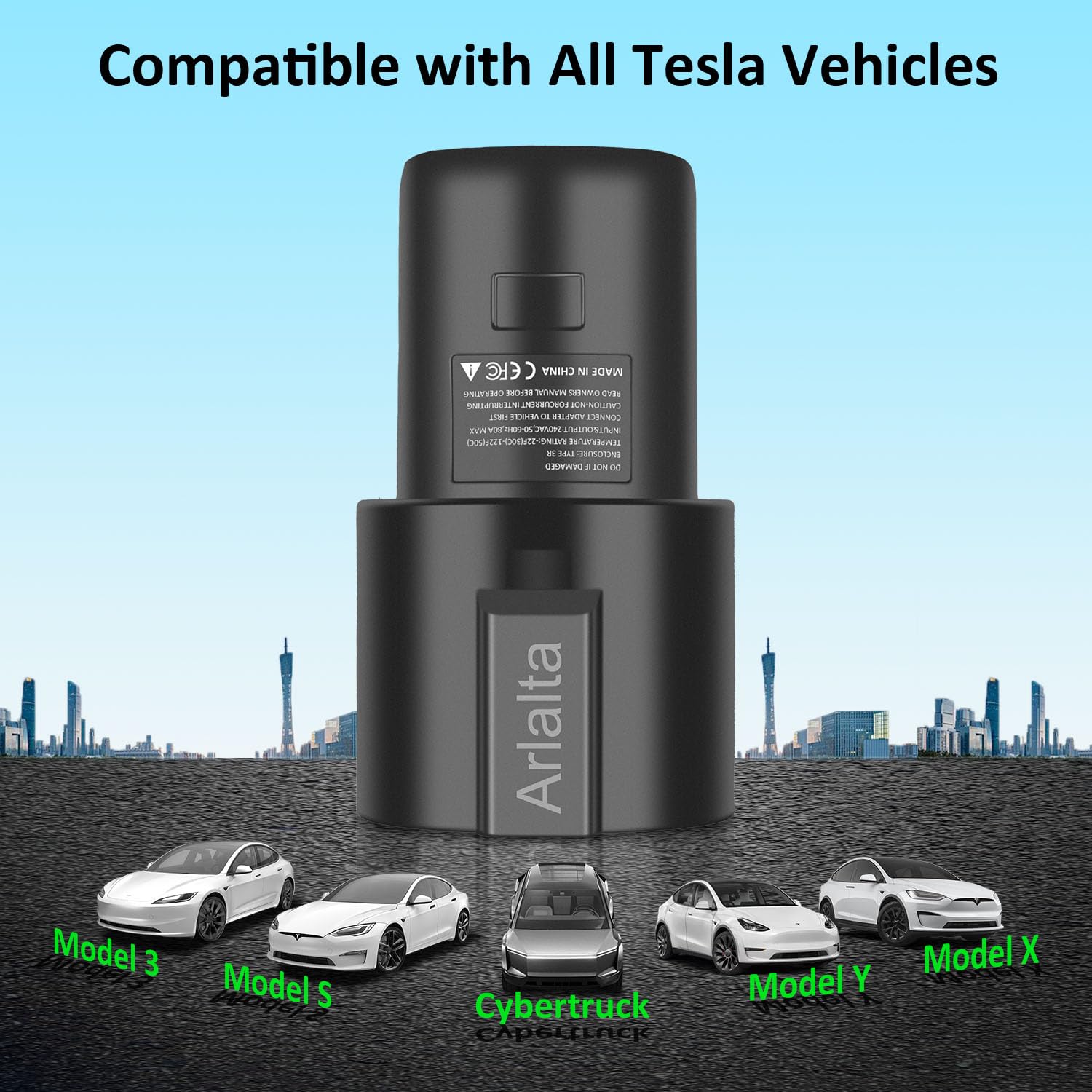 J1772 to Tesla Adapter 80A 250V - SAE J1772 Charger Adapter for Tesla Model S/3/X/Y/Cybertruck - CE/ROHS/FCC Certified - Fast & Safe EV Charging Solution for Home, Work & Travel
