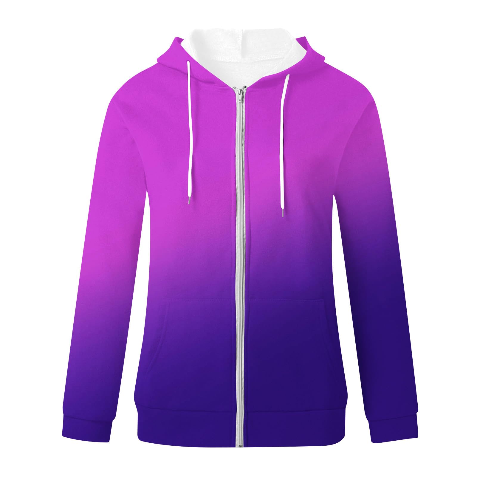 Women's Ombre Tie Dye Cropped Hoodie Jacket - Full Zip Up Long Sleeve Sweatshirt with Drawstring & Hood | Casual Fall Fashion for Streetwear, Loungewear & Outdoor Activities