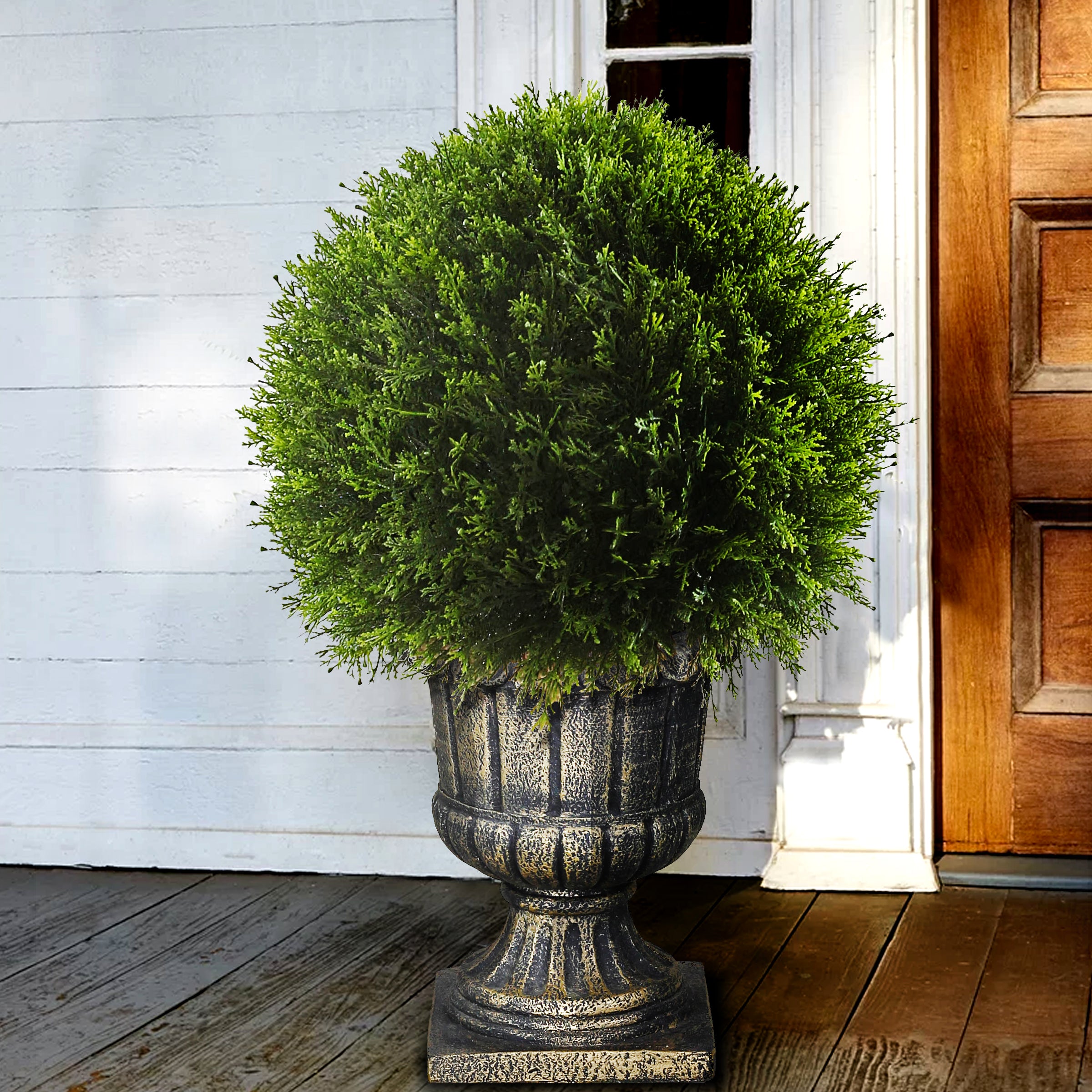 27 in. Upright Juniper Ball Topiary Artificial Plant - Realistic Indoor/Outdoor Decor for Home, Office, Garden & Wedding Centerpieces