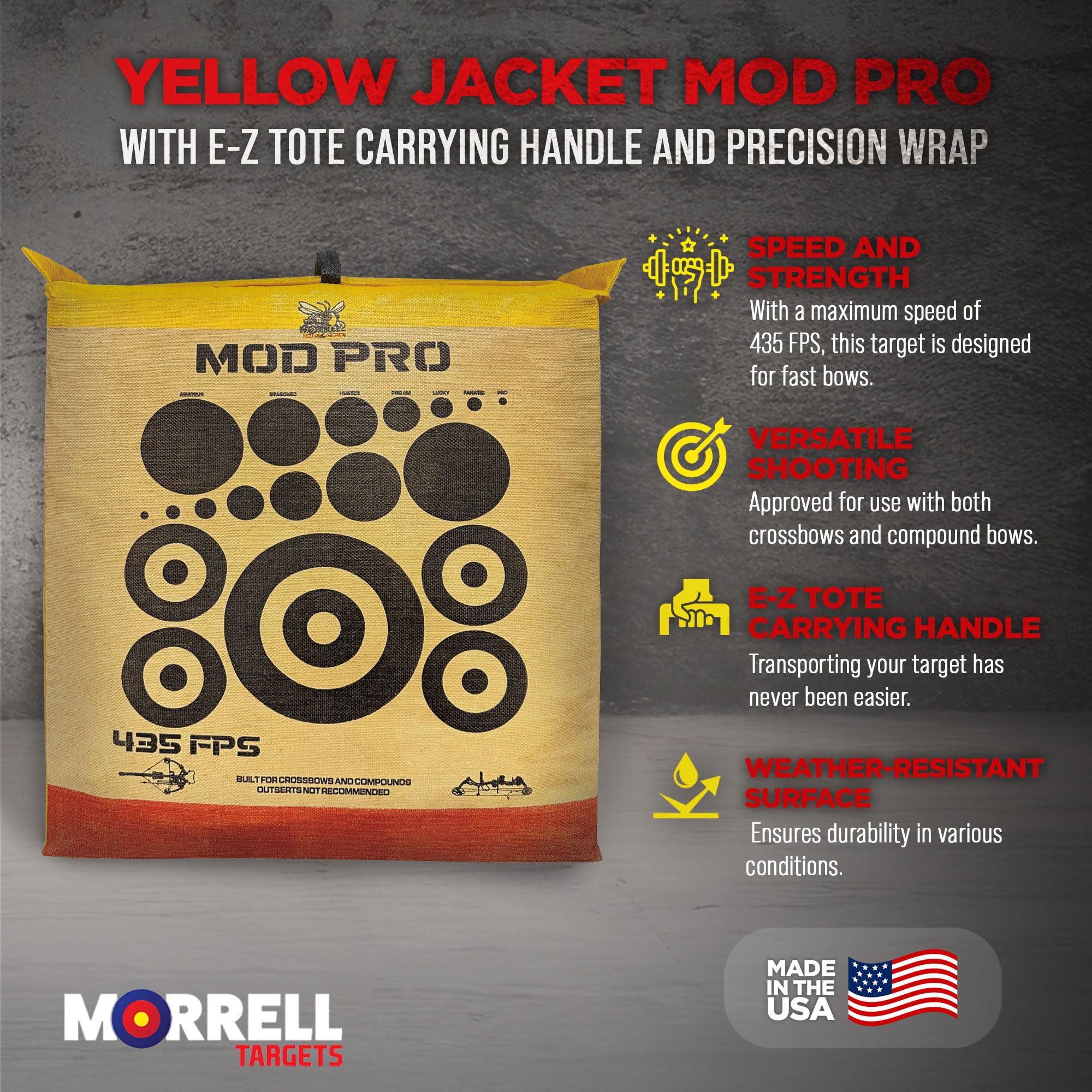 Morrell Yellow Jacket MOD Pro Archery Target - 2 Pack with E-Z Tote Handle, MOD Pro Tuning for Compound & Traditional Bows | High Precision Wrap for Outdoor Hunting & Target Practice