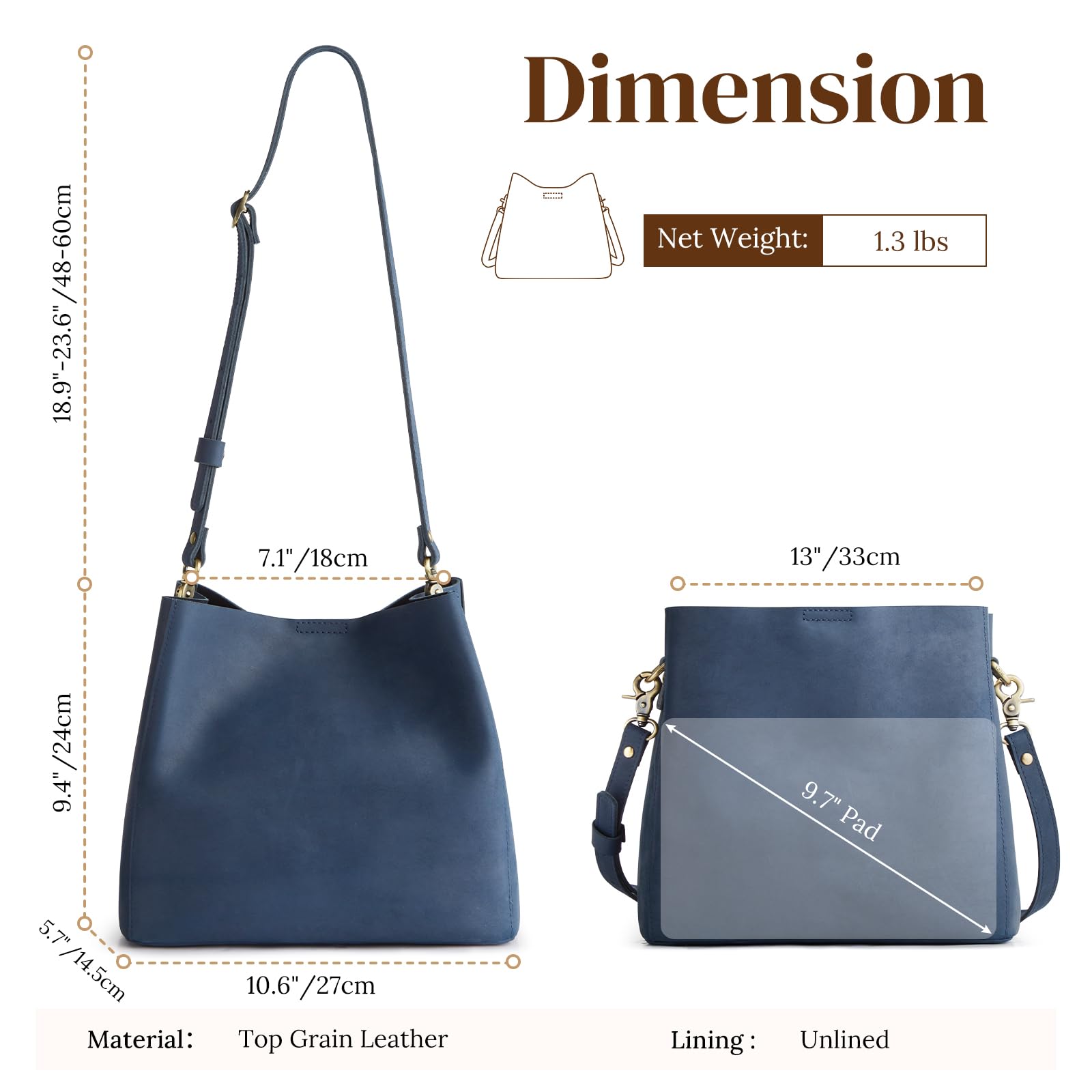 S-ZONE Genuine Full Grain Leather Crossbody Bags for Women - Stylish Shoulder Purse with Butterfly Bucket Design | Perfect for Daily Use, Travel & Fashion Accessories