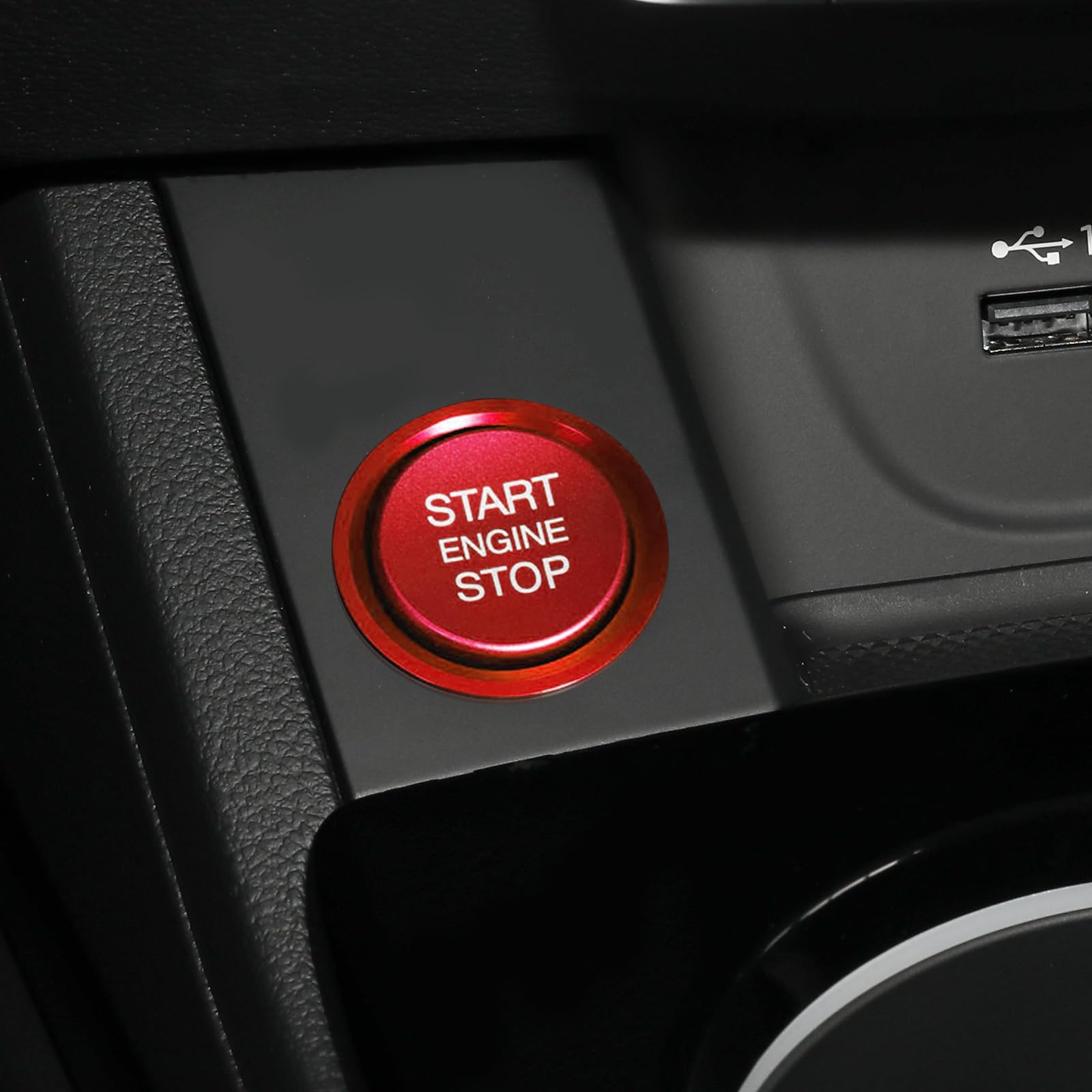 Premium Aluminum Car Push Start Button Cover - Engine Start Stop Button Decoration with Ring, Red Ignition Button Cover for Interior Car Accessories | Enhance Your Vehicle's Style & Protect Your Ignition Switch (Perfect for Daily Commute, Road Trips & Car Enthusiasts)