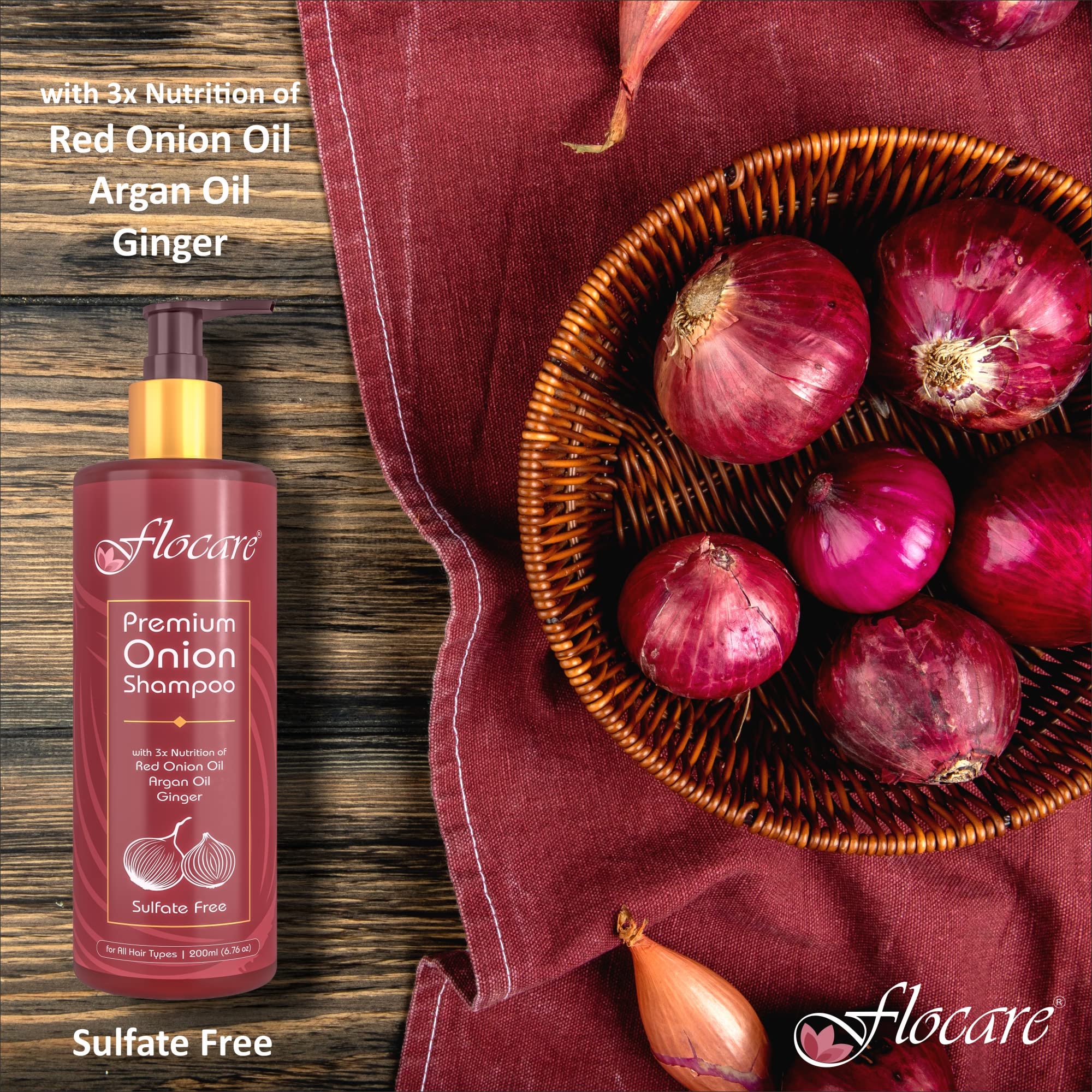 Premium Onion Shampoo for Hair Growth & Fall Control - Sulfate & Paraben Free with Onion Oil, Ginger & Argan Oil - Healthy Strong Shiny Hair for Men & Women (200ml) - Ideal for Daily Hair Care & Scalp Nourishment