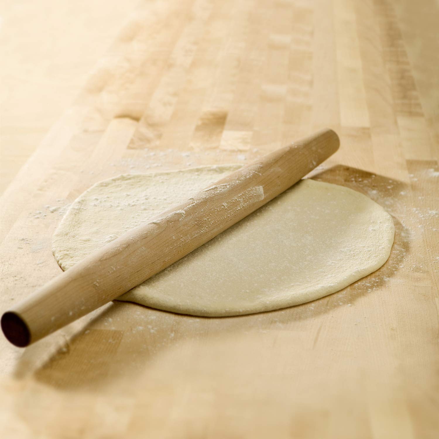 17 Inch French Wooden Rolling Pin for Baking - Tapered Pastry Roller for Fondant, Pie Crust, Cookies & Dough - Smooth Kitchen Essential for Home Bakers & Professional Chefs - Perfect for Holiday Baking, Cake Decorating & Homemade Pizza Making