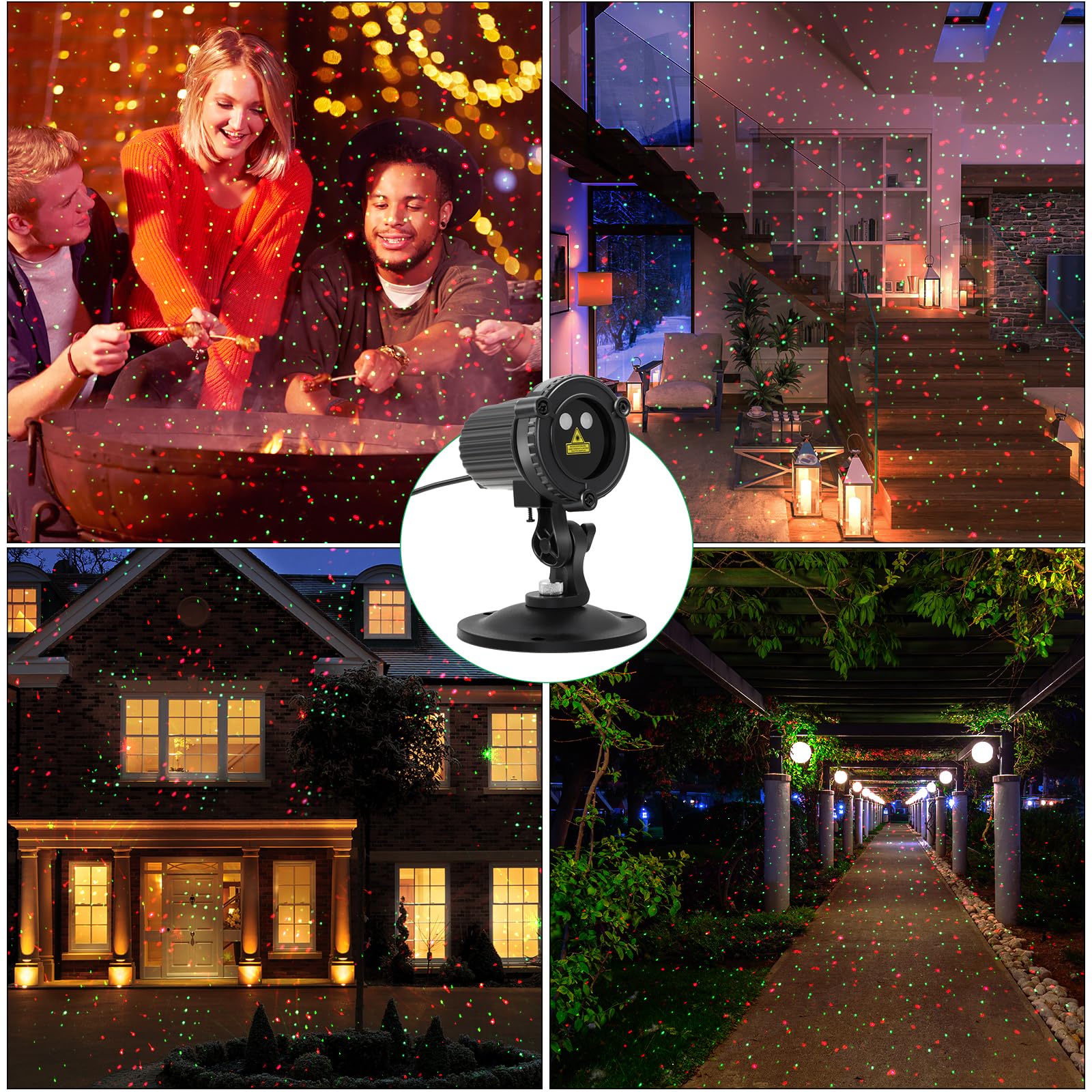 Christmas Laser Lights Outdoor - Red & Green Moving Laser Projector, Waterproof Garden & House Decoration for Holidays | Perfect for Yard, Lawn, Roof & Party Decor