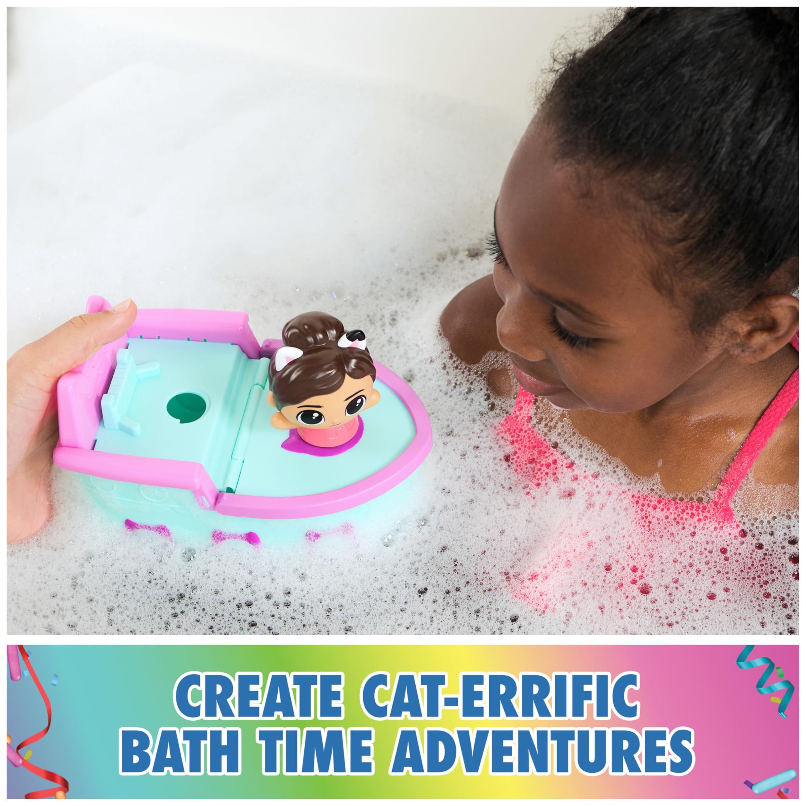 Gabby’s Dollhouse Floating Bath Toys Set - Gabby & SS Mercat Cruise Ship with Squirter for Toddlers, Fun Bath Time for Kids Ages 3+ | Perfect for Bathtub Play, Birthday Gifts & Preschool Learning
