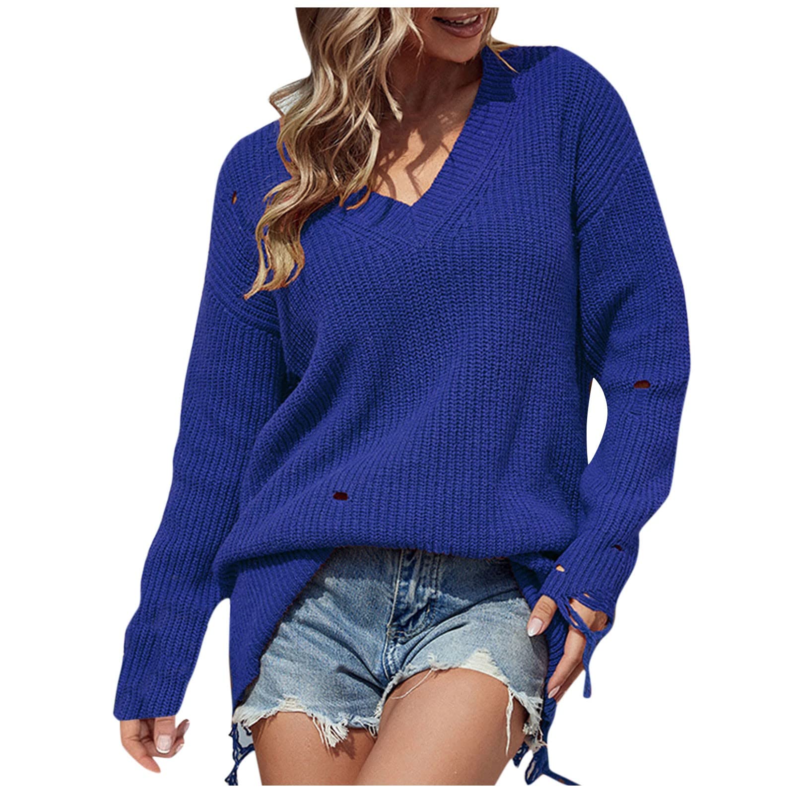 Women's Oversized Off-Shoulder Long Sleeve Waffle Knit V-Neck Pullover Sweater - Cozy Winter Fashion for Casual Outings & Date Nights