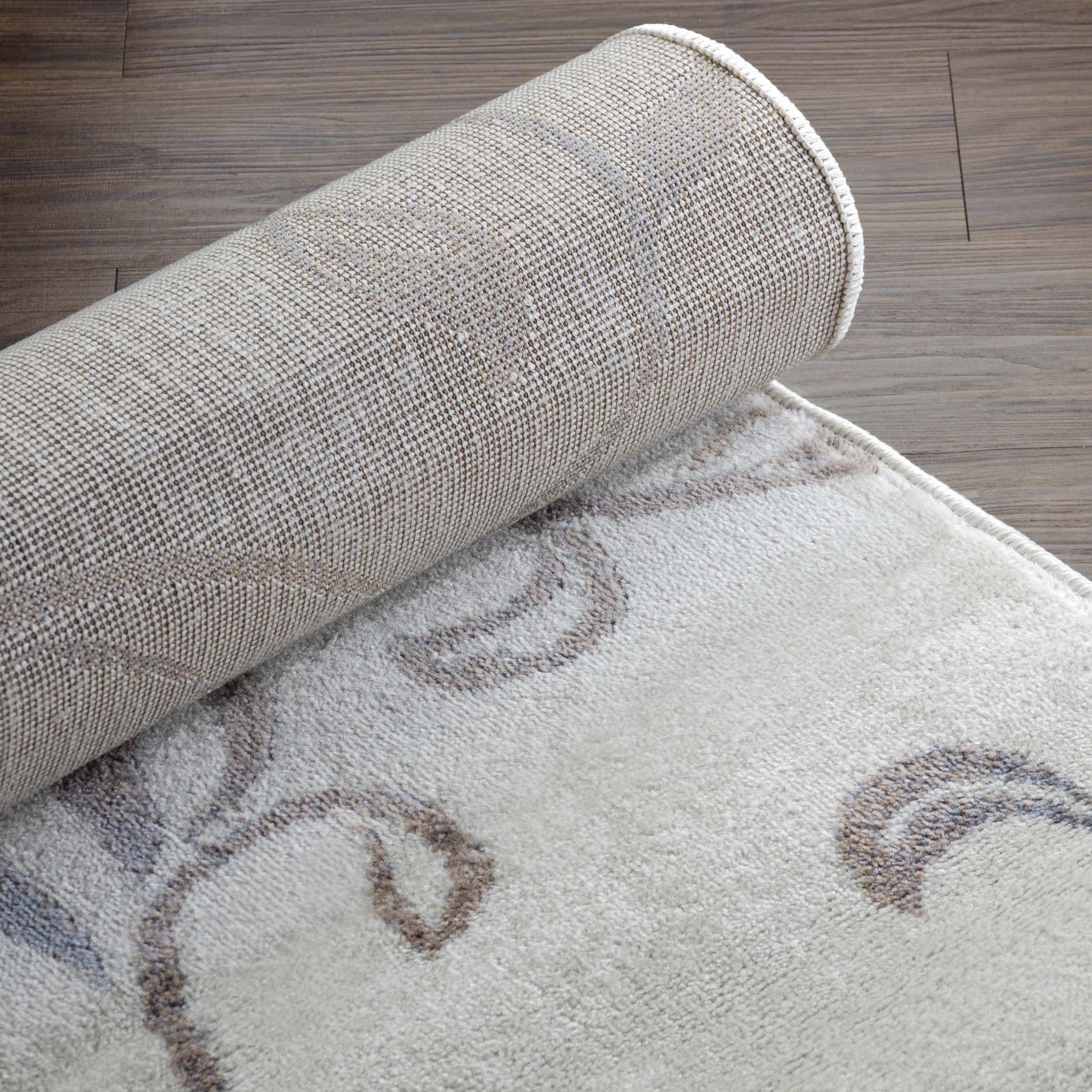 Vines Floral Scrolling Rustic Indoor Area Rug - Soft Bohemian Floor Mat for Living Room, Bedroom & Nursery - Home Decor Accent Rug
