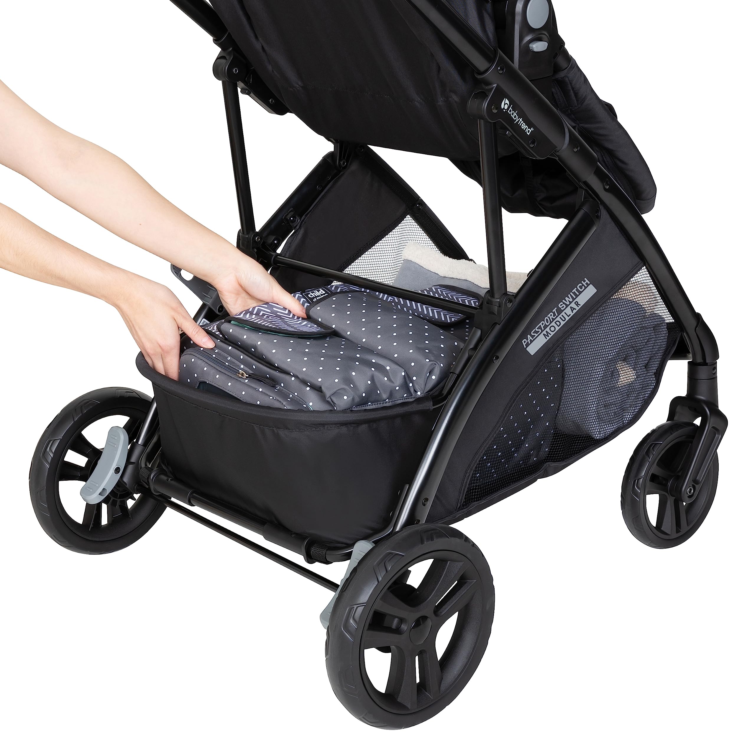 Baby Trend Passport® Switch 6-in-1 Modular Stroller Travel System with EZ-Lift™ PLUS Infant Car Seat, Dash Black - Convertible Stroller for Newborns to Toddlers - Perfect for Travel, Shopping & Daily Walks