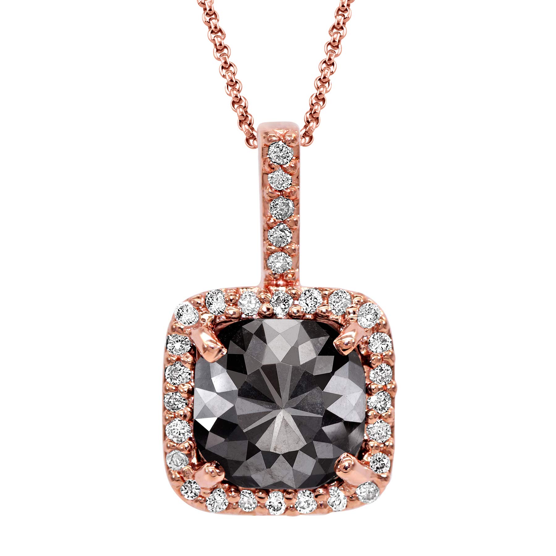 14K Rose Gold Diamond Pendant Necklace for Women - 2.38 CTTW, Elegant Gift for Anniversary, Valentine's Day & Special Occasions