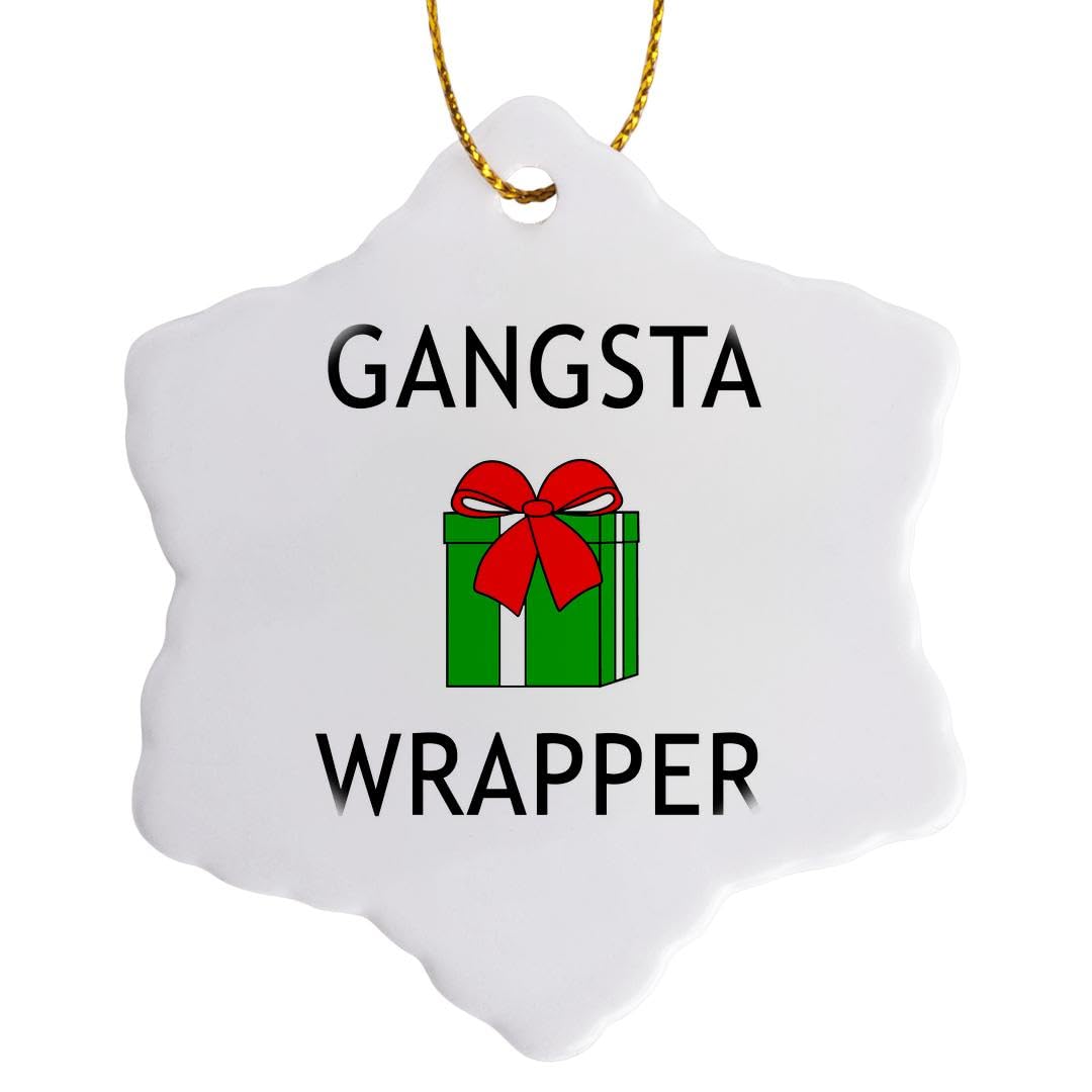 3D Rose Gangsta Wrapper Snowflake Christmas Ornament - 3 Inch Holiday Decoration for Tree, Gift, and Winter Home Decor
