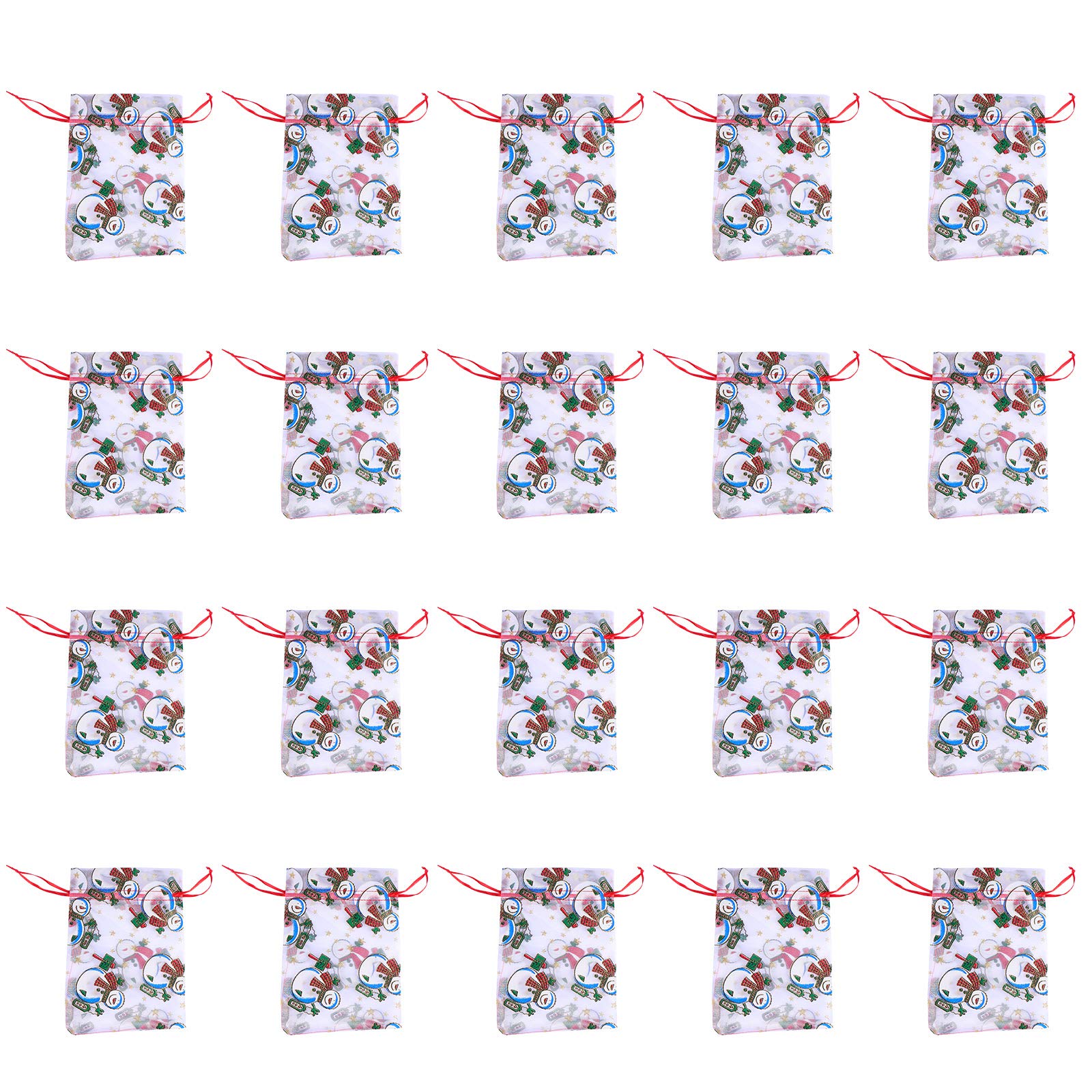 20pcs Christmas Candy Bags with Drawstring - Holiday Gift Bags, Organza Treat Pouches for Candy, Cookies & Party Favors - Perfect for Christmas Parties, Stocking Stuffers & Gift Wrapping