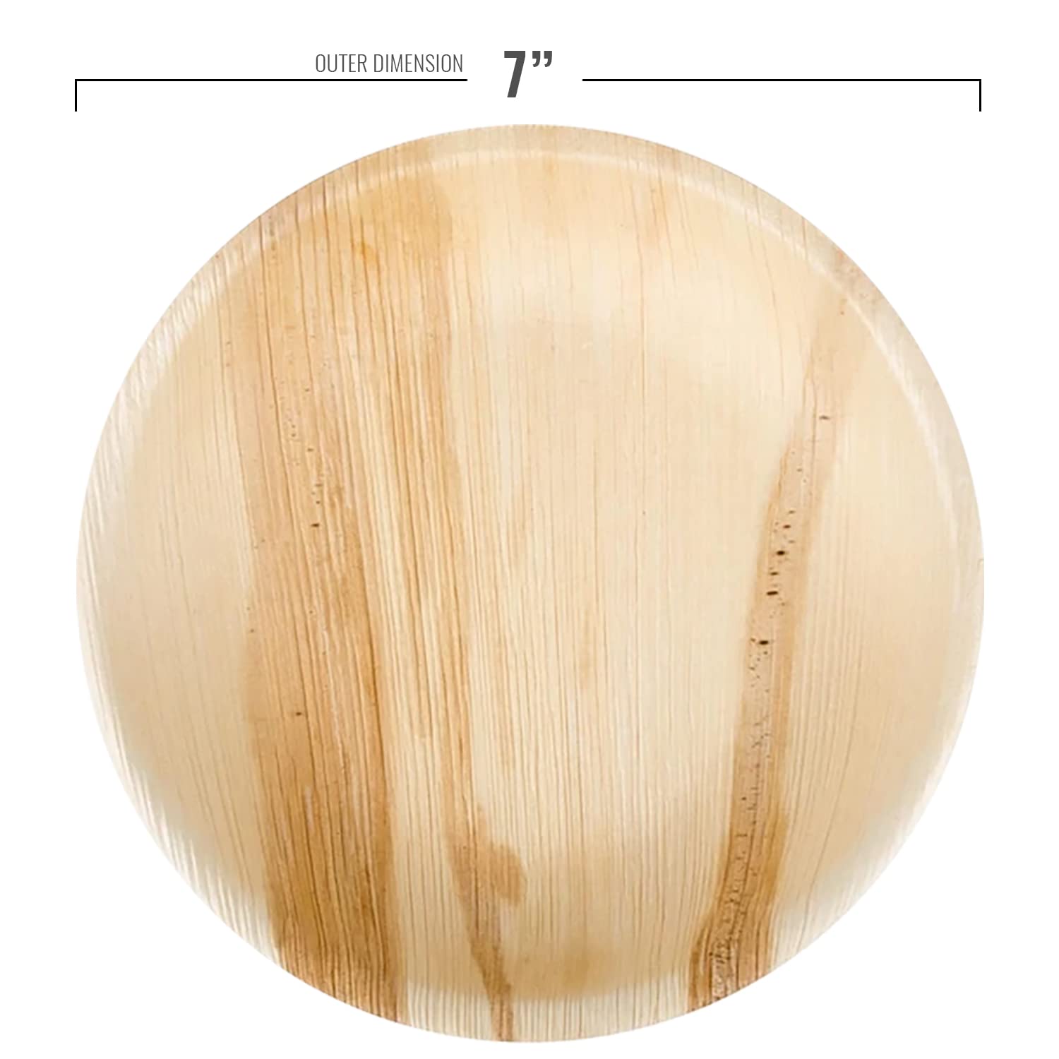 Eco-Friendly Palm Leaf Disposable Dinner Plates - 100% Biodegradable & Compostable, 7