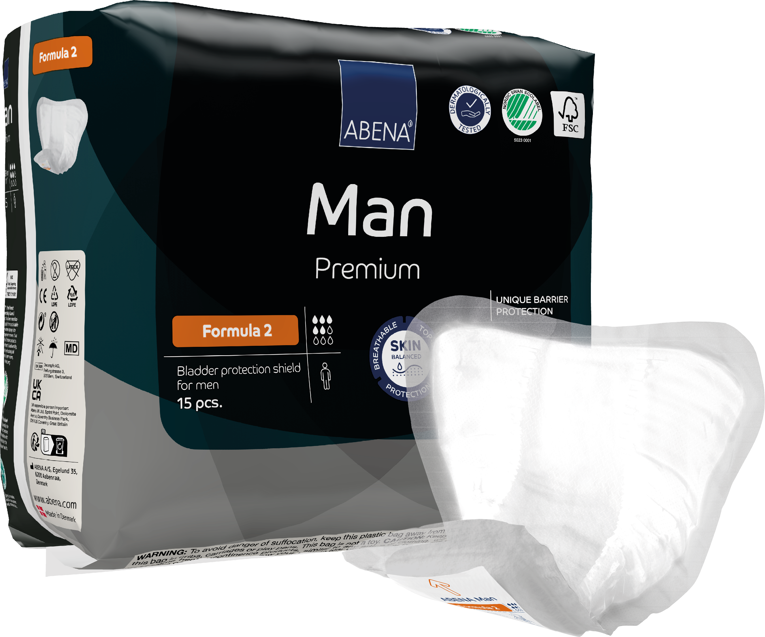 Abena Man Premium Bladder Protection Shield for Incontinence - Level 1 Absorbency - Discreet & Comfortable Protection for Men - Ideal for Active Lifestyle, Travel & Daily Use