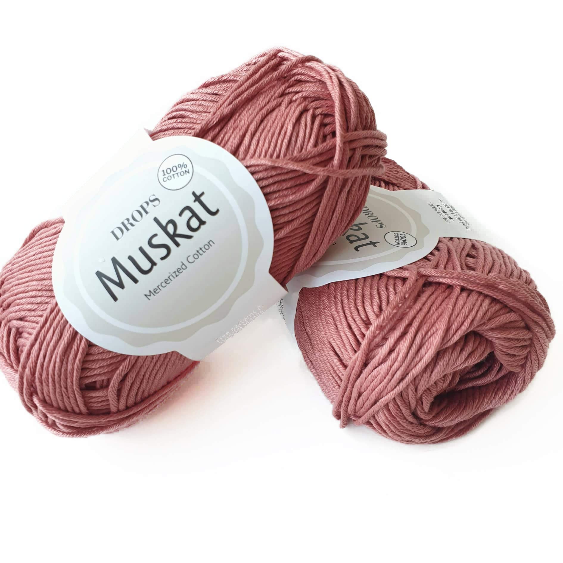 Premium 100% Cotton Yarn for Knitting & Crocheting - 3 Light, DK, Worsted Weight - Drops Muskat - 1.8oz/109yds per Ball (81 Clay) - Perfect for Baby Clothes, Summer Tops & Lightweight Blankets