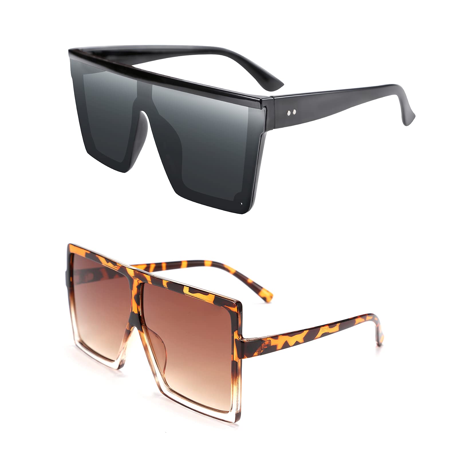 FEISEDY Women's Oversized Square Sunglasses - UV400 Protection, Large Frame Fashion Shades for Women - Perfect for Beach, Driving & Outdoor Activities