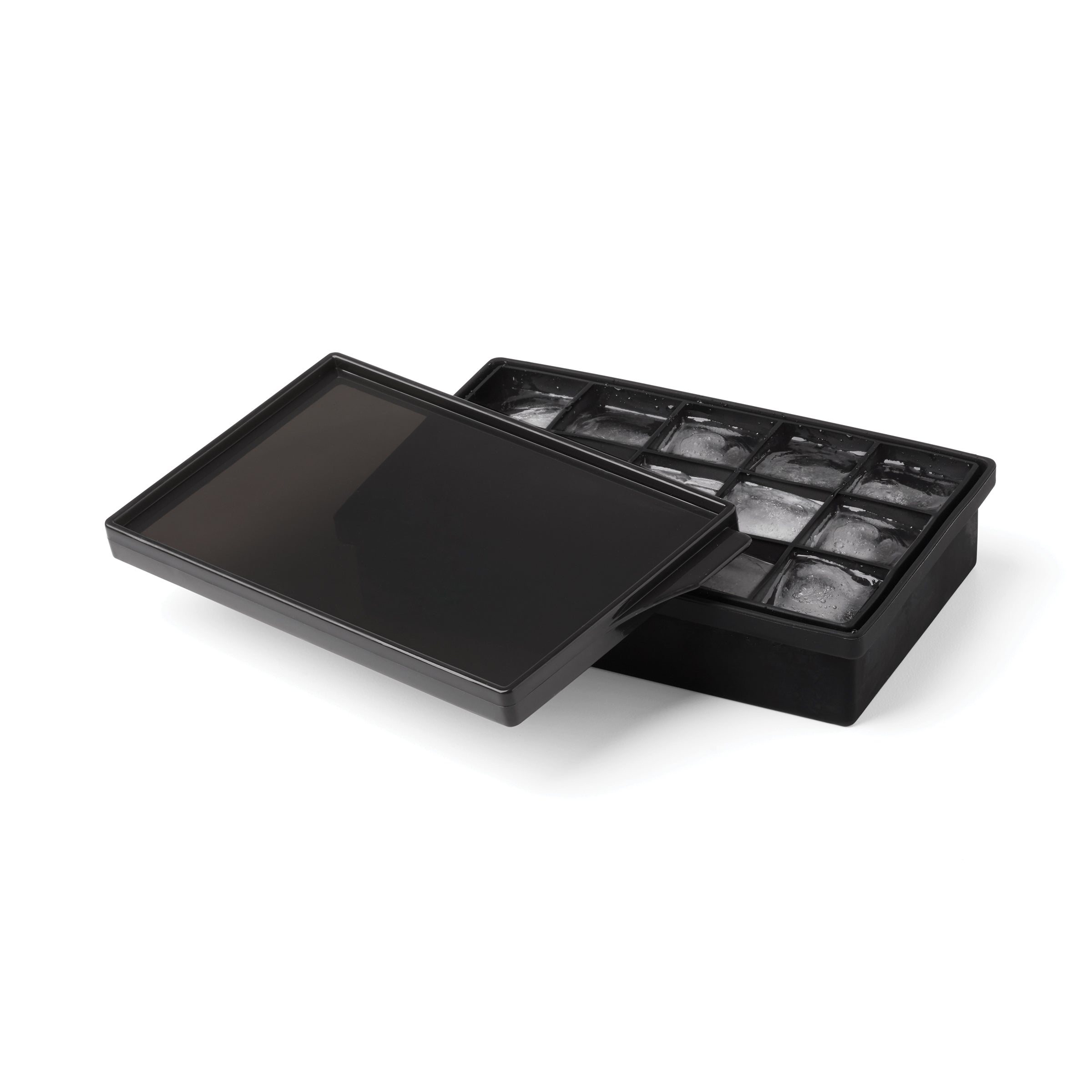 Premium Black 15-Cube Silicone Ice Tray with Lid - Perfect for Cocktails, Iced Coffee & Home Bartending