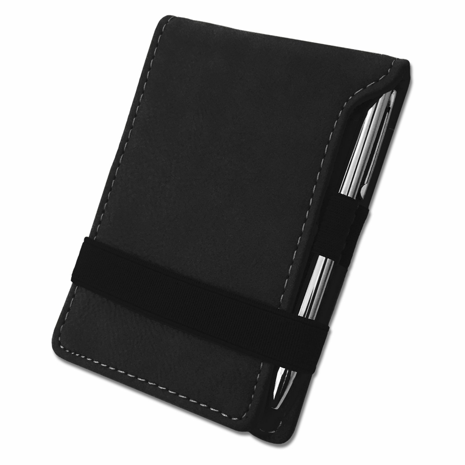 LaserGram Mini Padfolio with Notepad & Pen - Personalized Engraving Included (Black/Silver) - Perfect Gift for Air Traffic Controllers, Business Professionals & Office Use